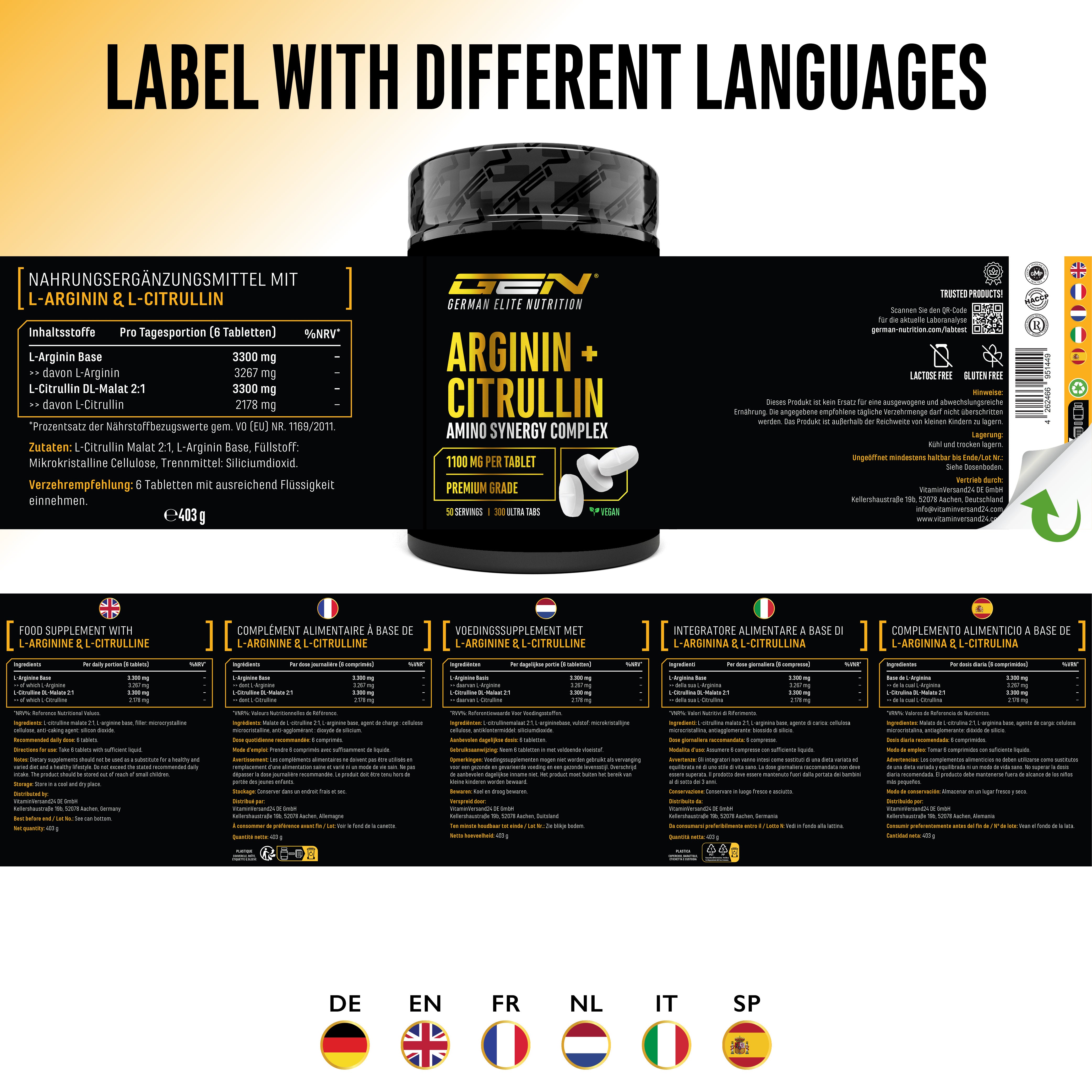 L-Arginine + L-Citrulline Tabs