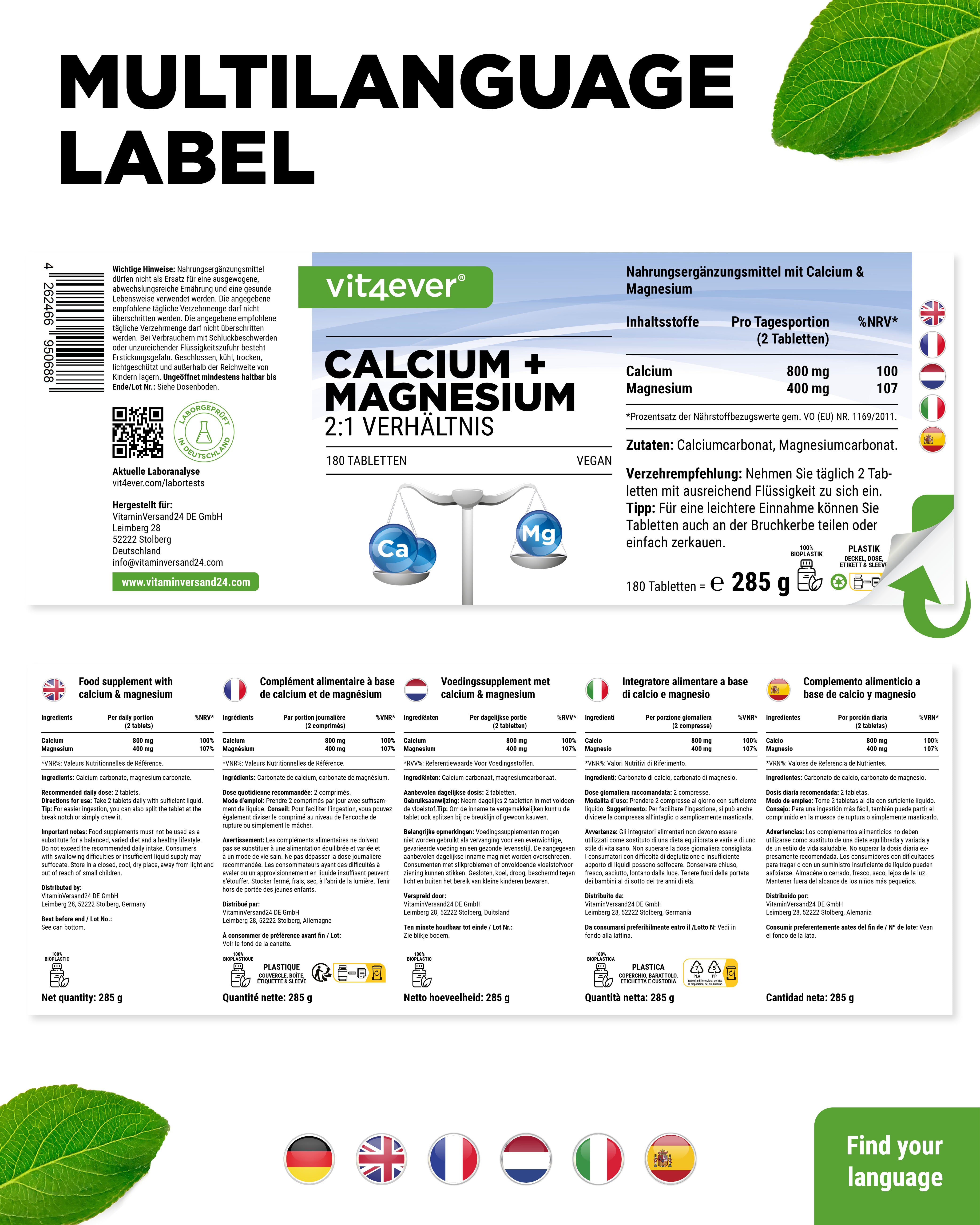 Calcium + Magnesium - 2:1 Verhältnis