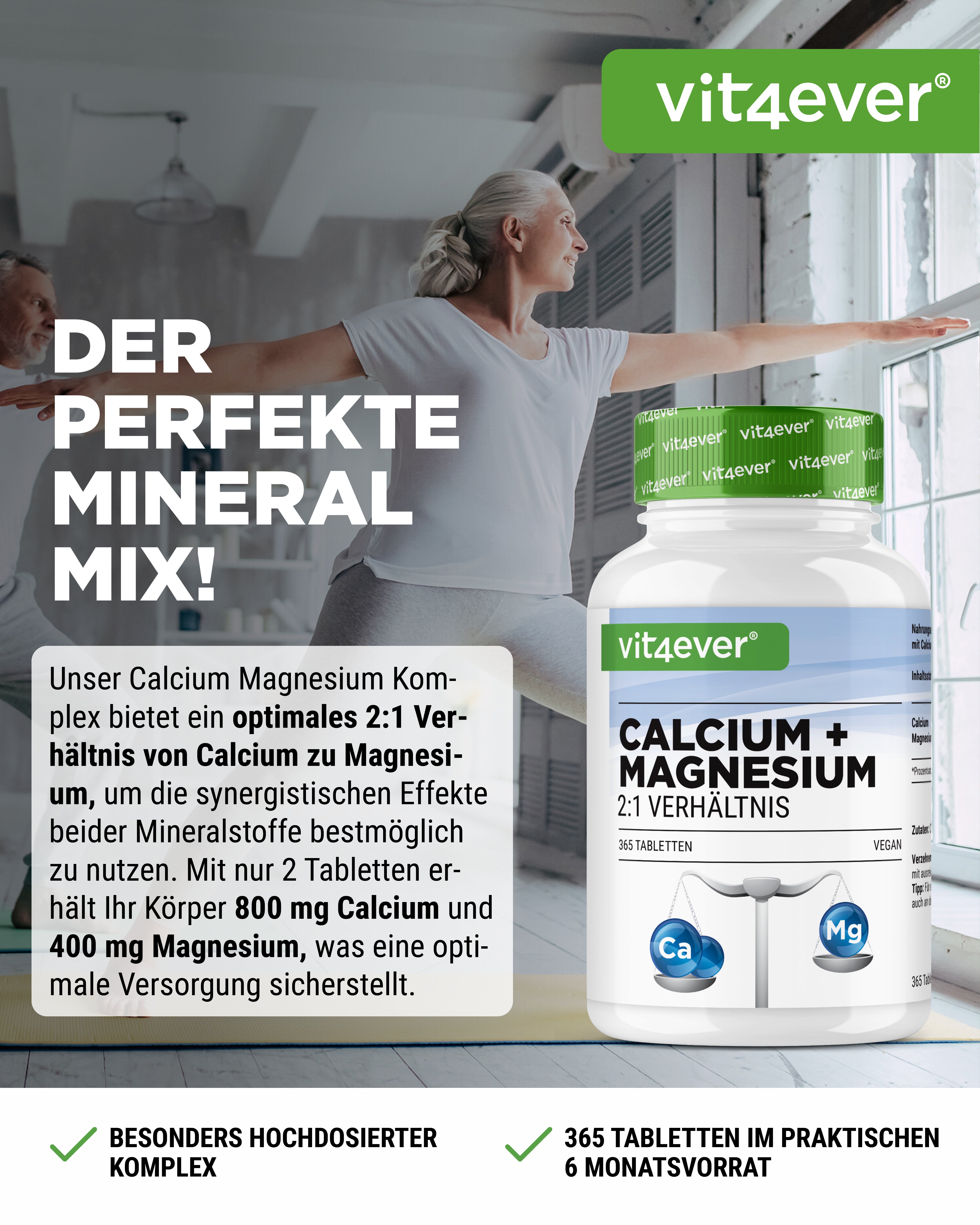 Calcium + Magnesium - 2:1 Verhältnis