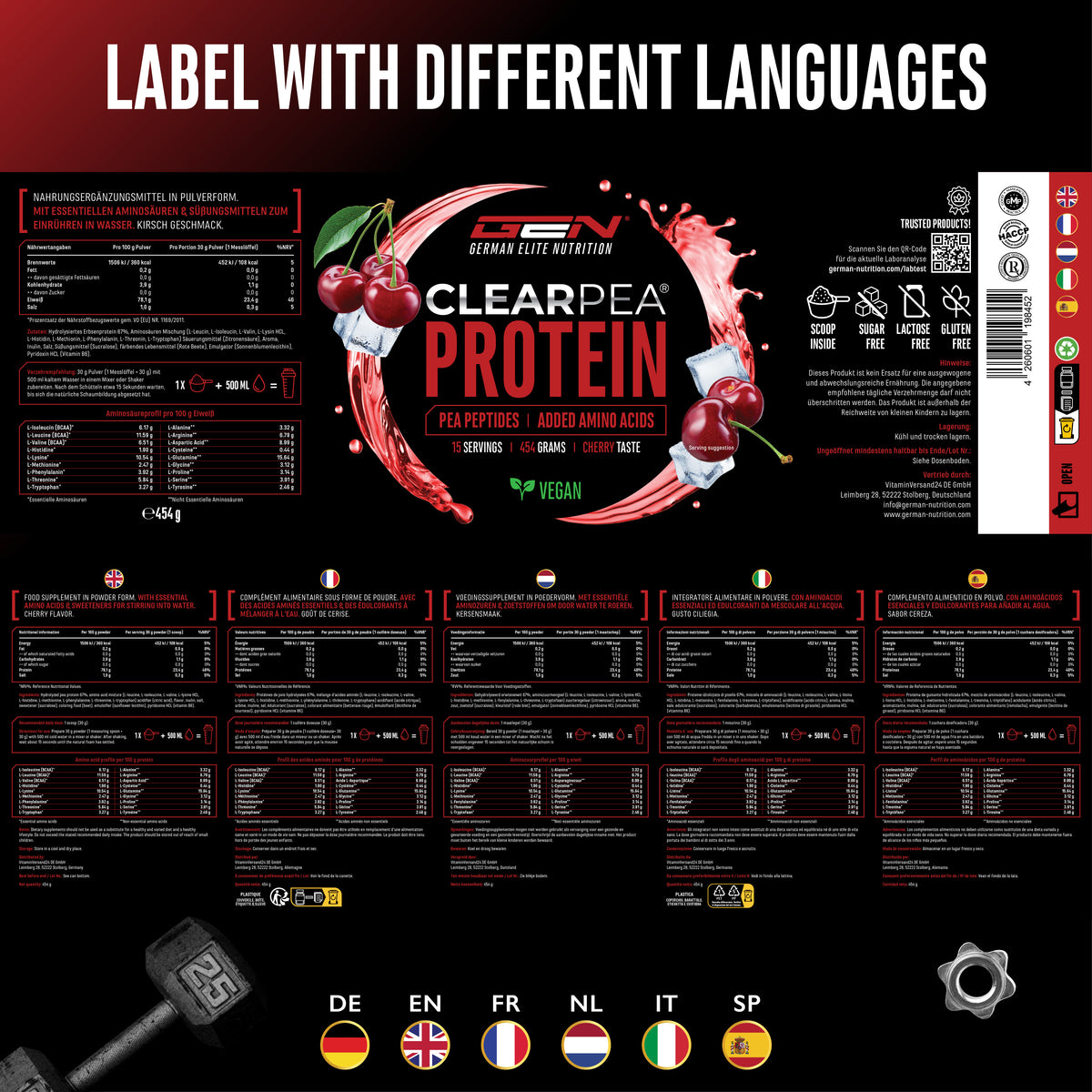 ClearPea® - Proteína vegana transparente - Cola, 454 g