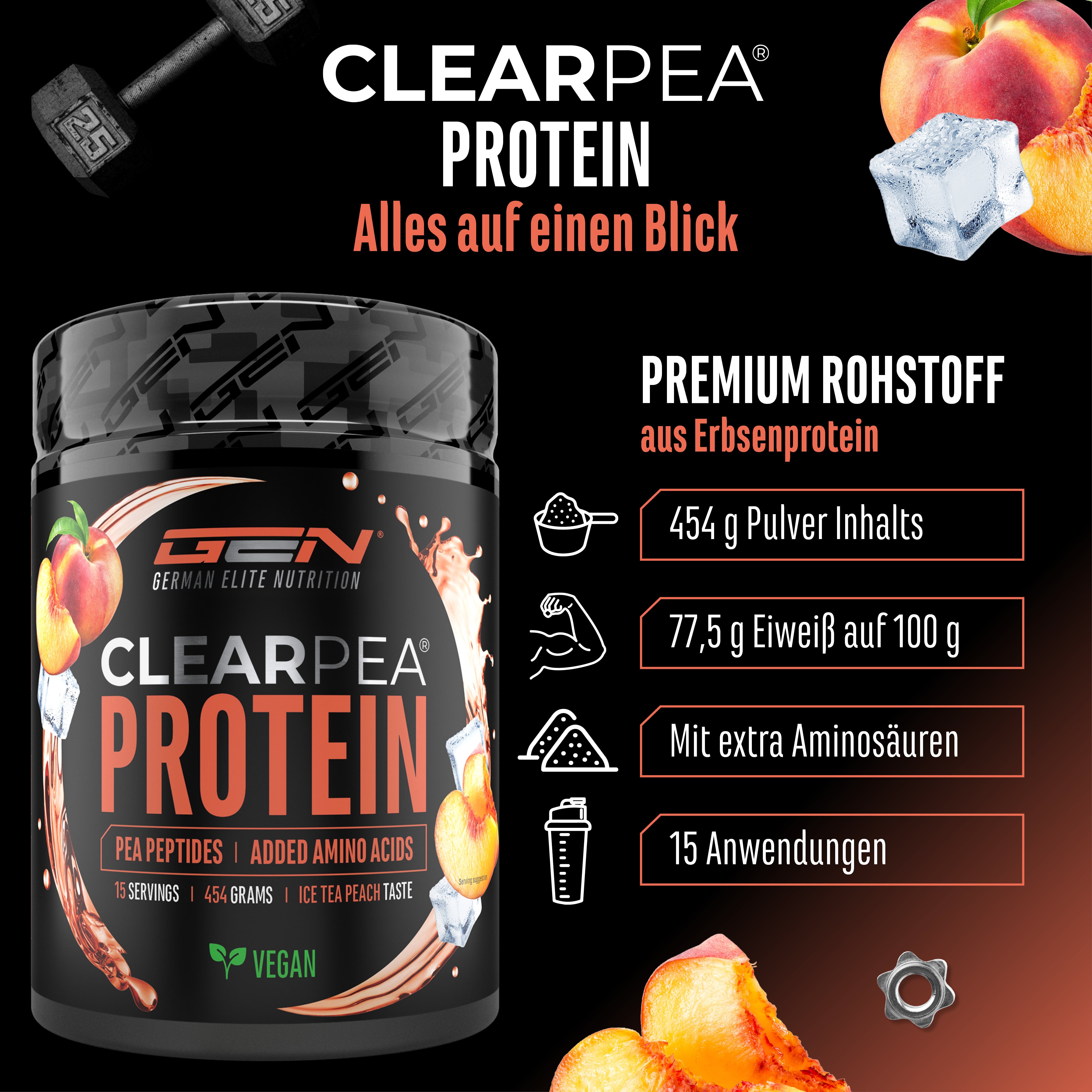 ClearPea® - Proteína vegana transparente - Cola, 454 g