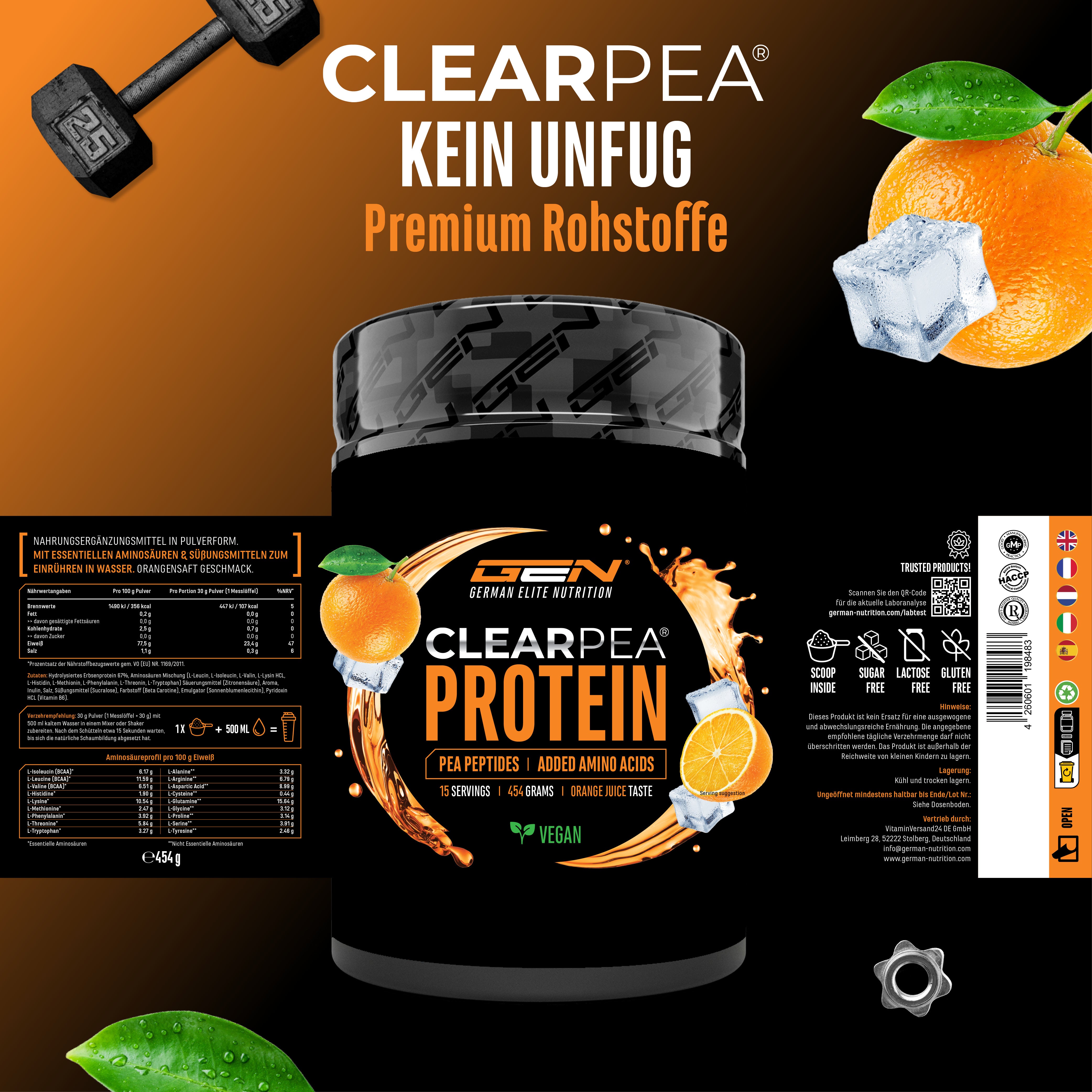 ClearPea® - Proteína vegana transparente - Cola, 454 g