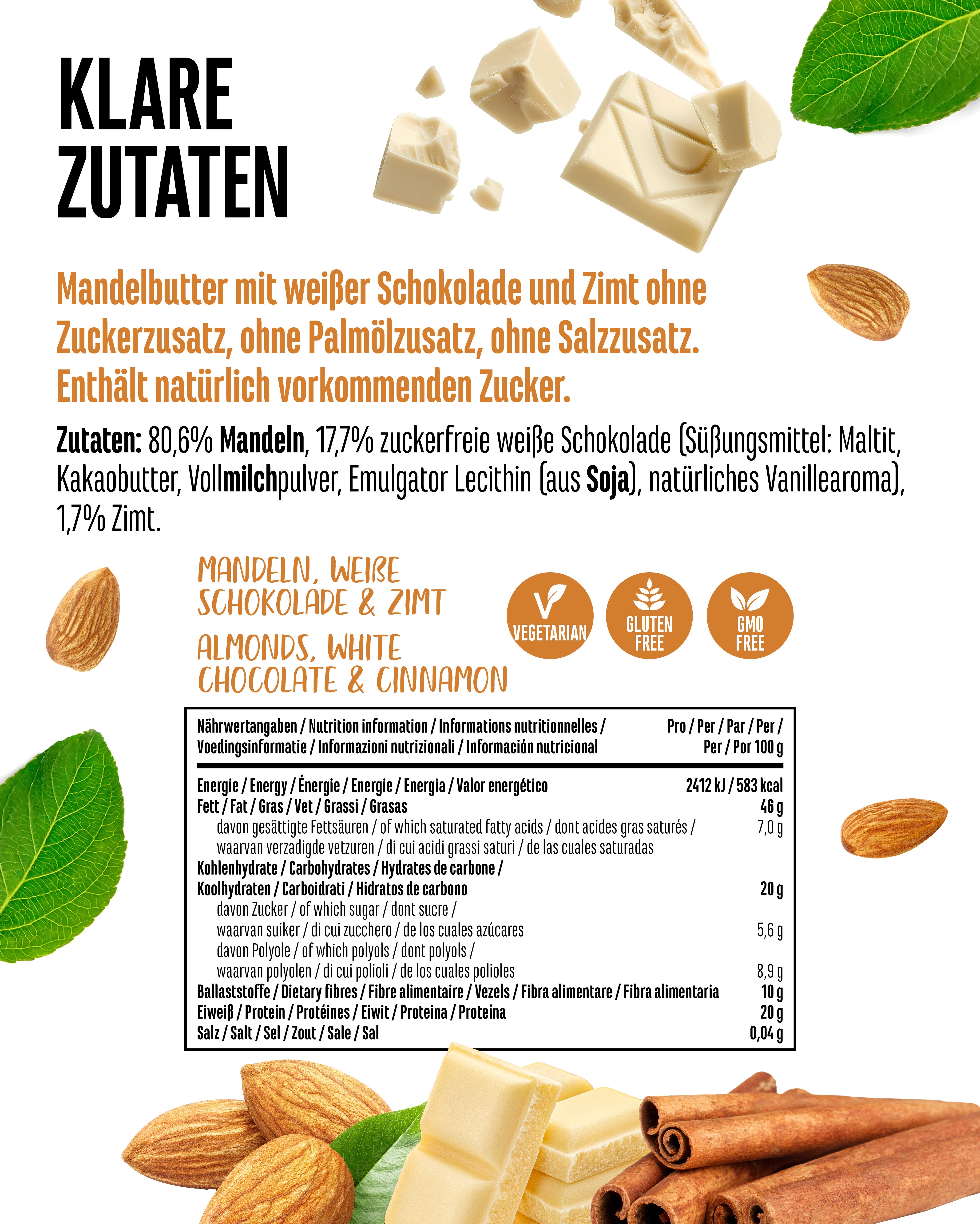 Mandelmuss - Weiße Schokoalde & Zimt 1000g