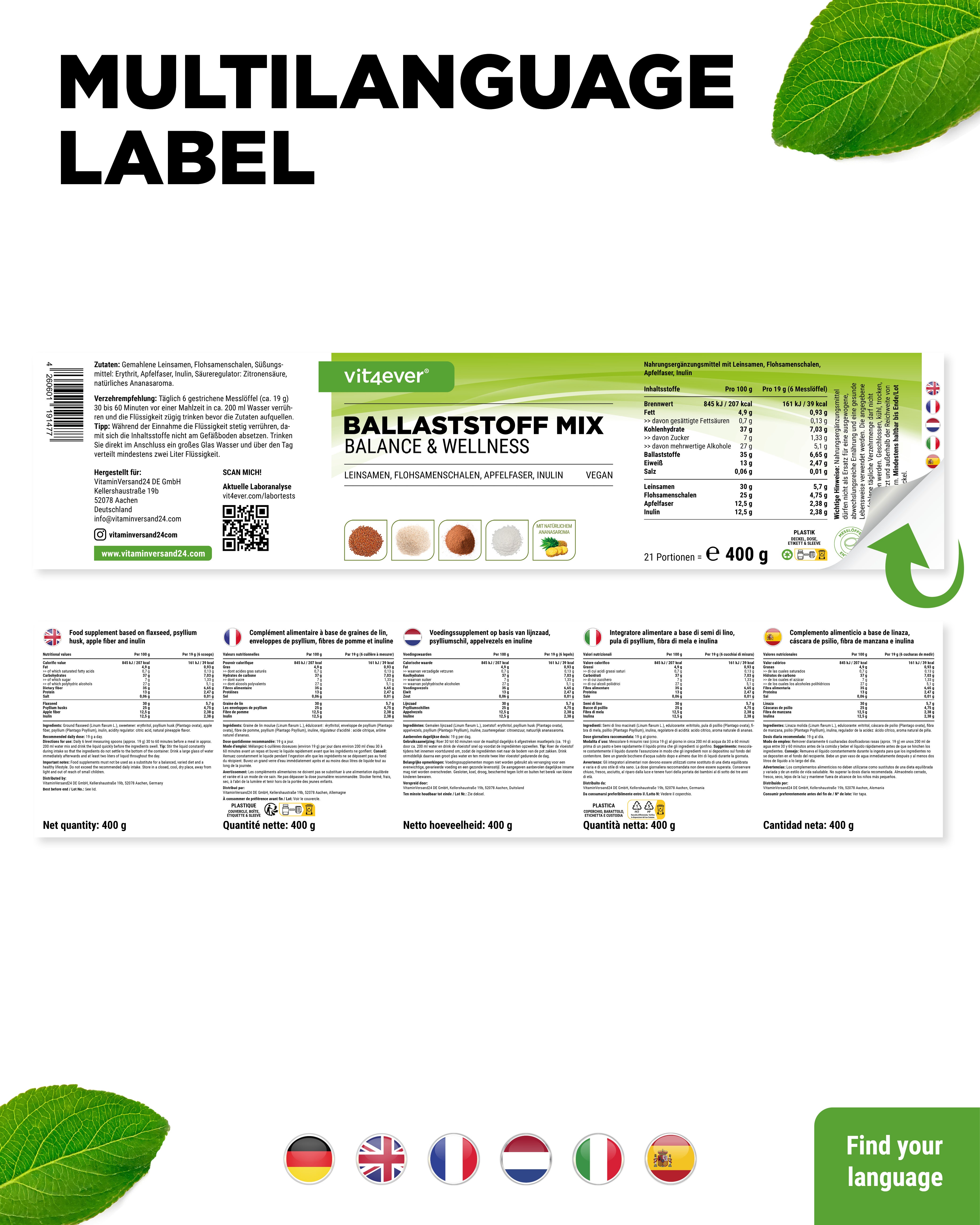 Ballaststoff Mix - 400 g Pulver