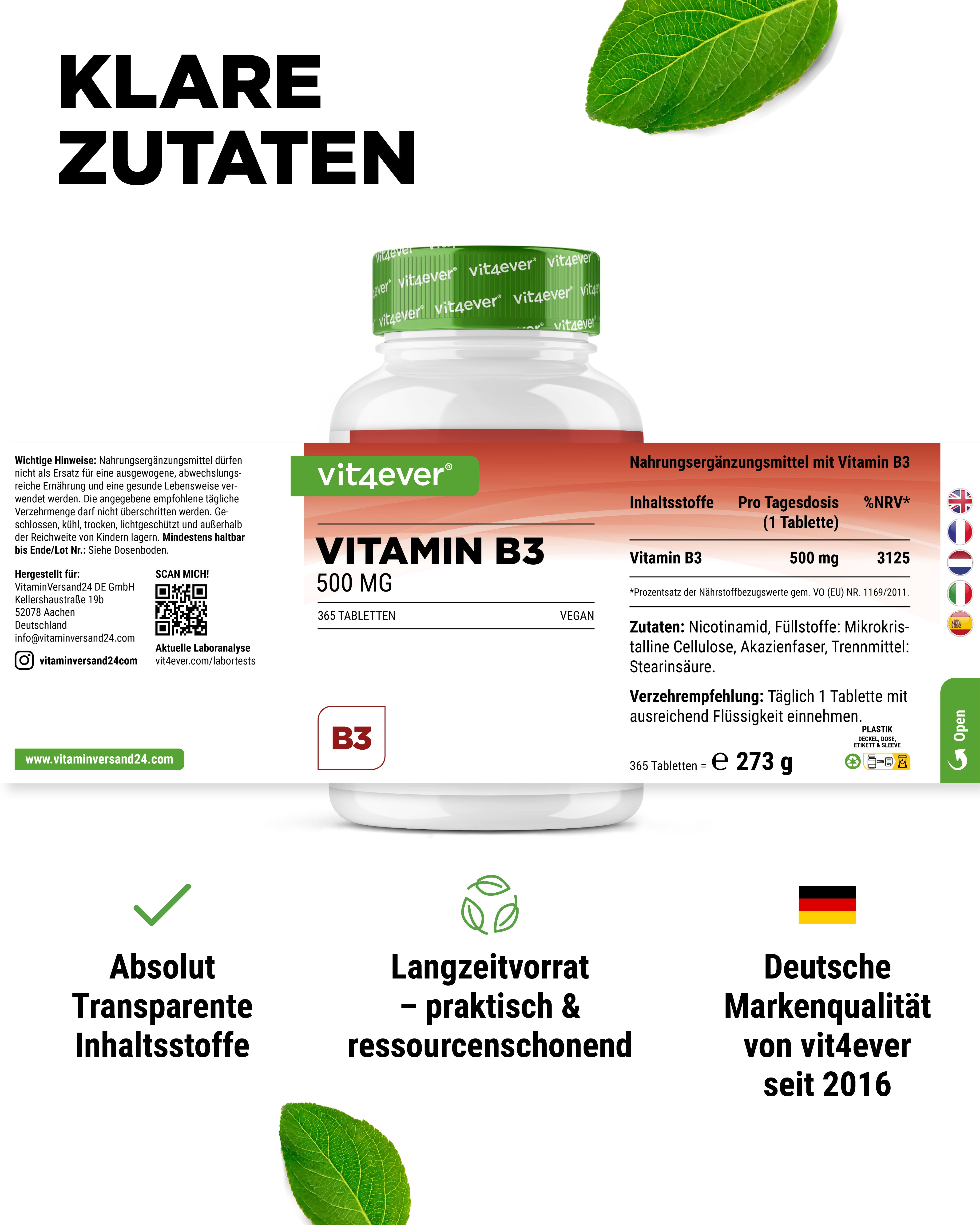 Vitamin B3 Nicotinamid 500 mg
