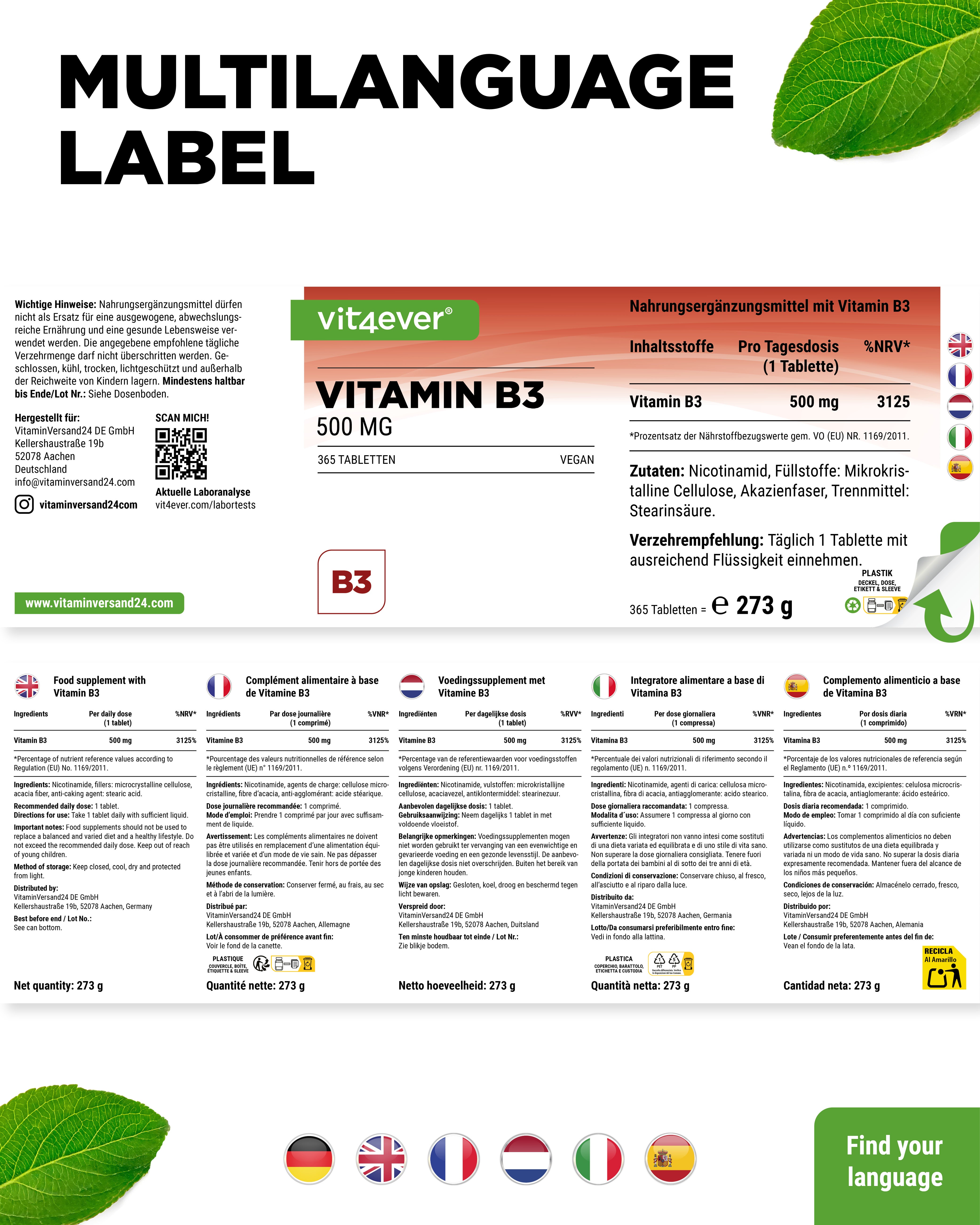 Vitamin B3 Nicotinamid 500 mg