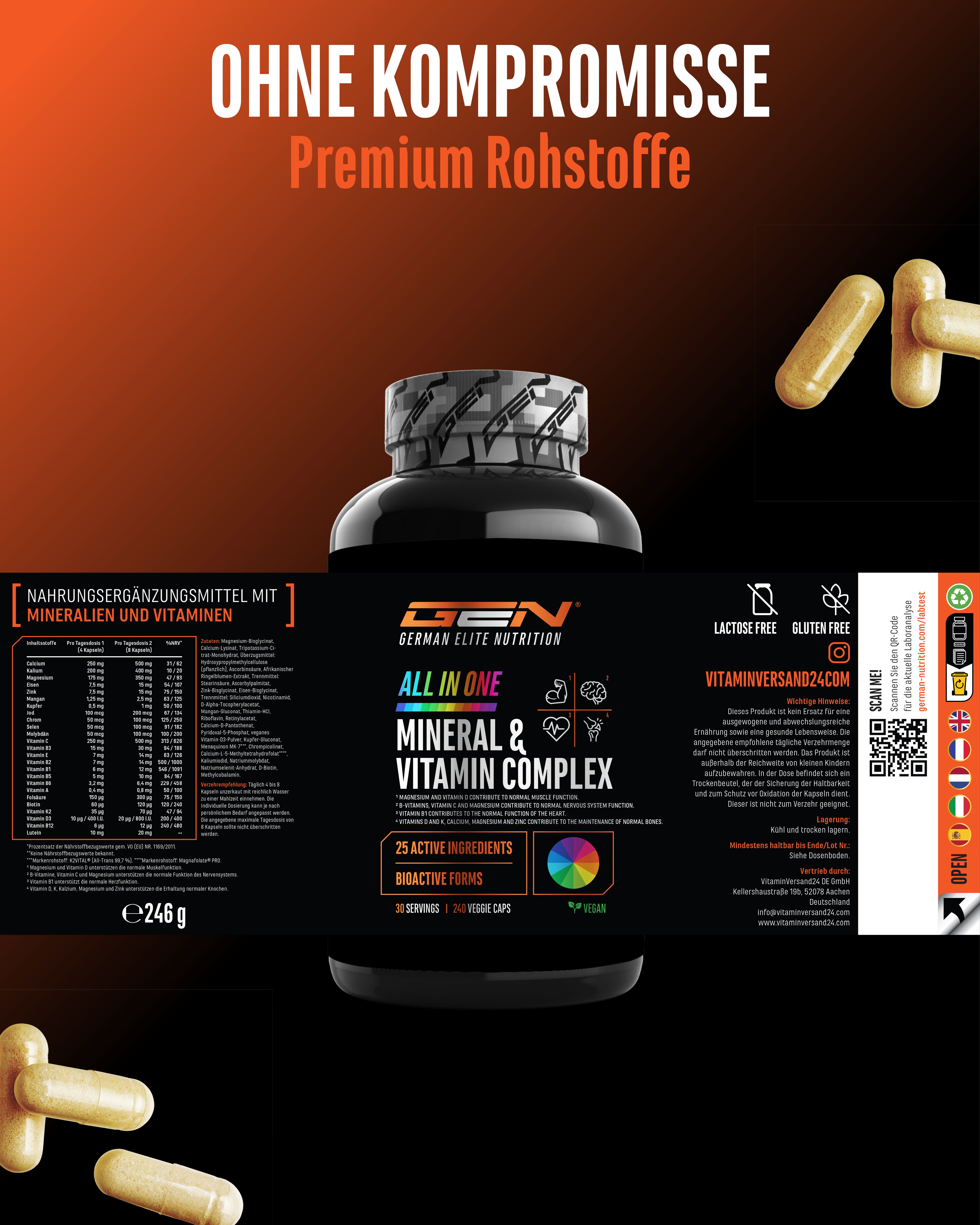 All in one - Complesso Minerale & Vitaminico, 240 Capsule