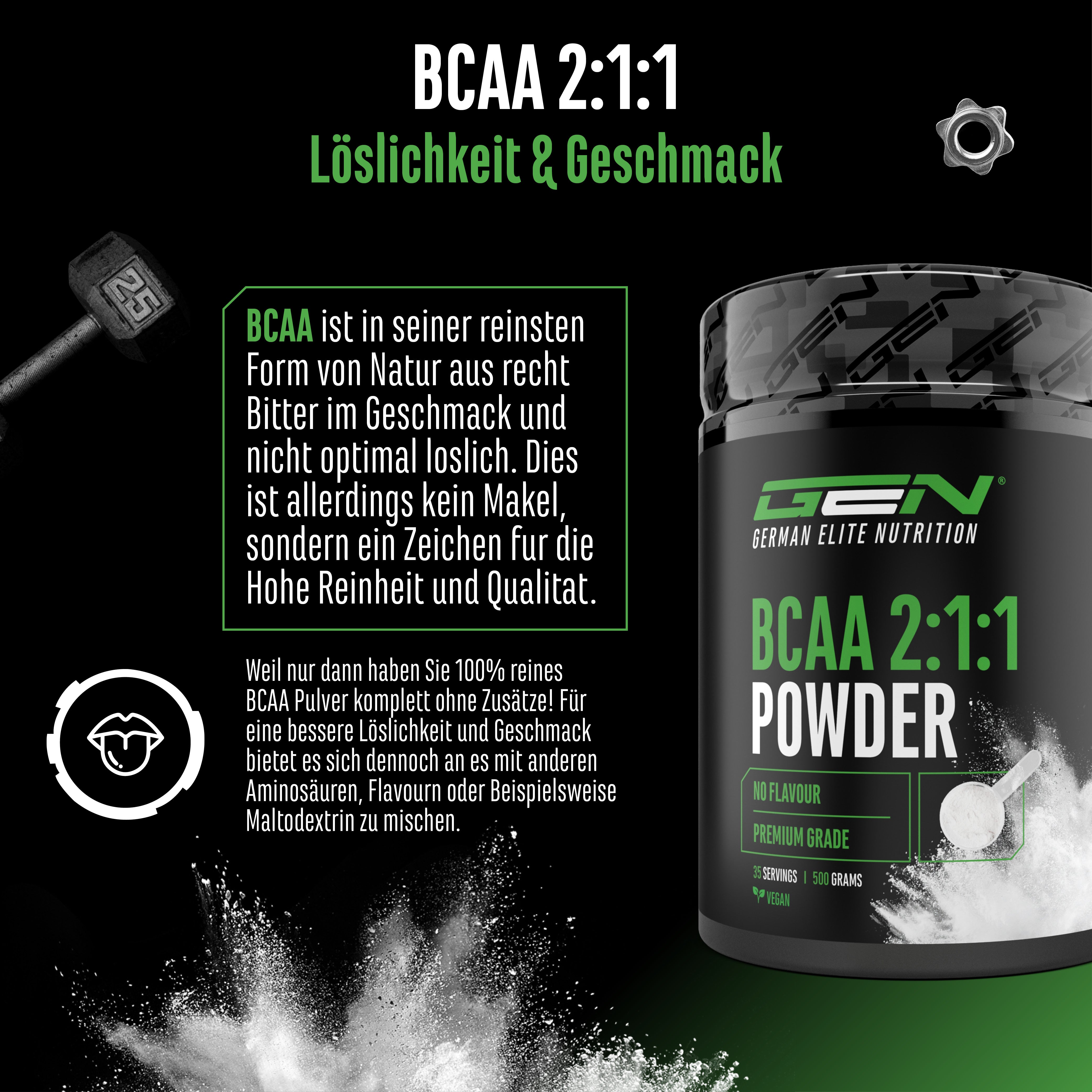 GEN BCAA 2:1:1 Pulver - Neutral, 500 g