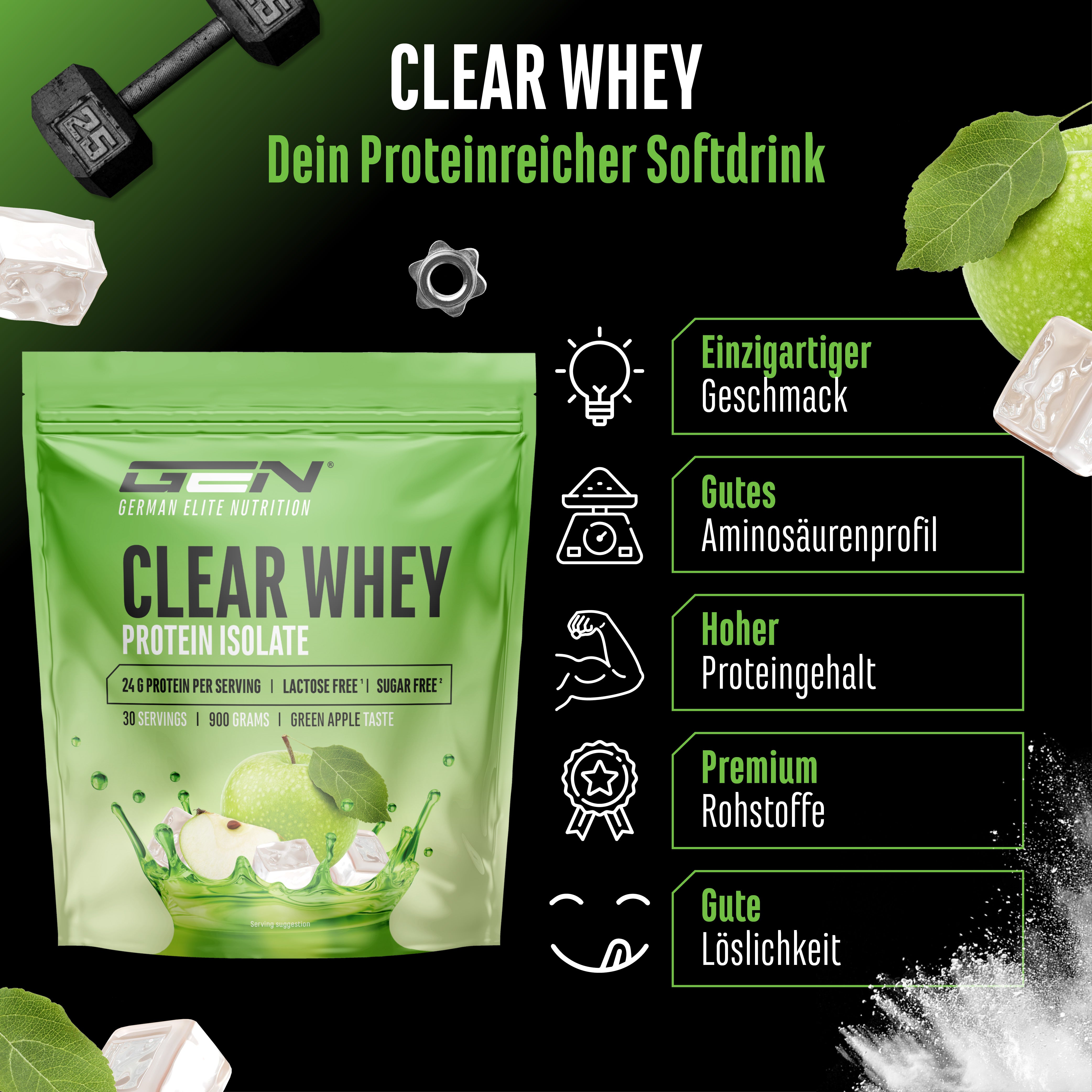 Clear Whey Protein - Fresh Apricot, 900 g