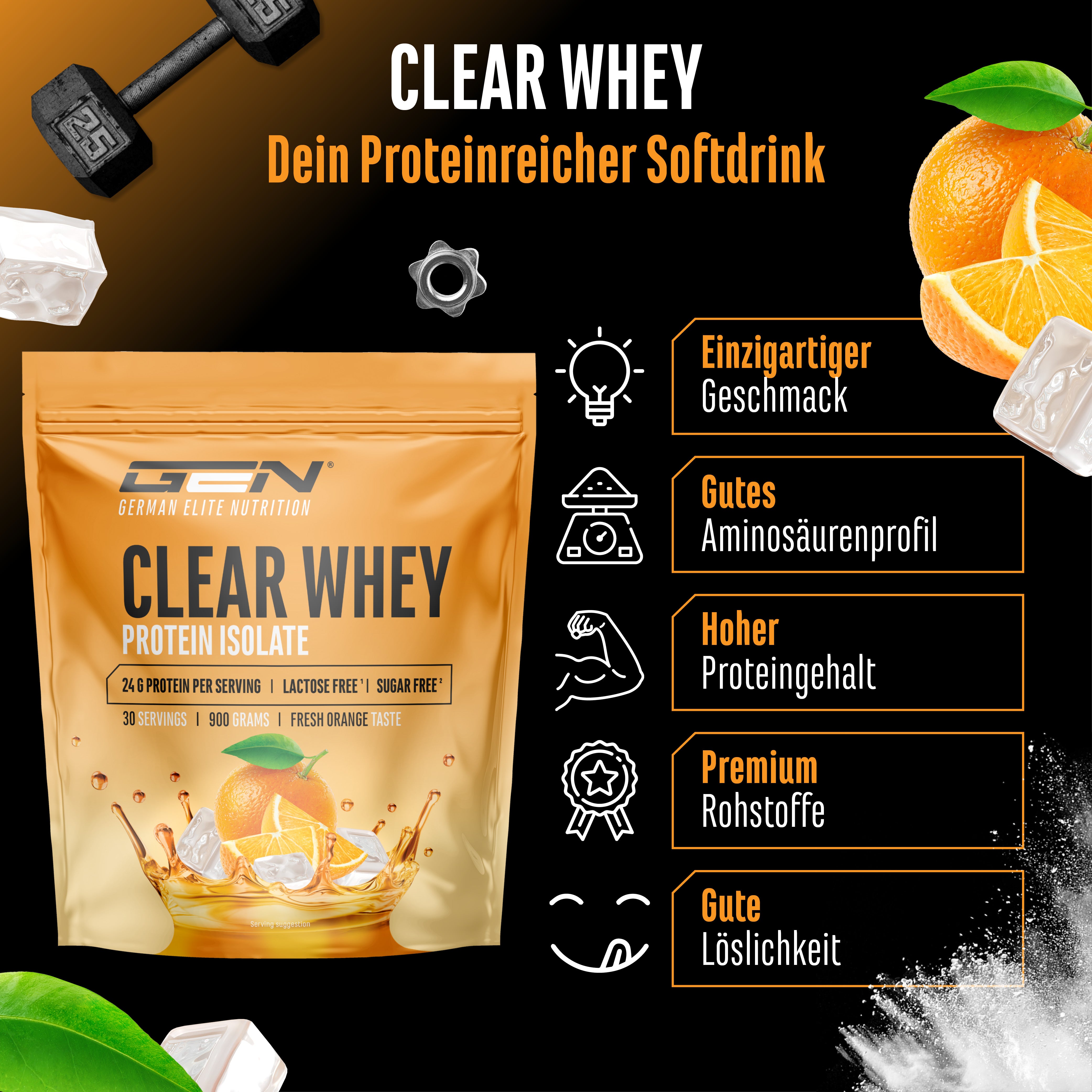 Clear Whey Protein - Fresh Apricot, 900 g