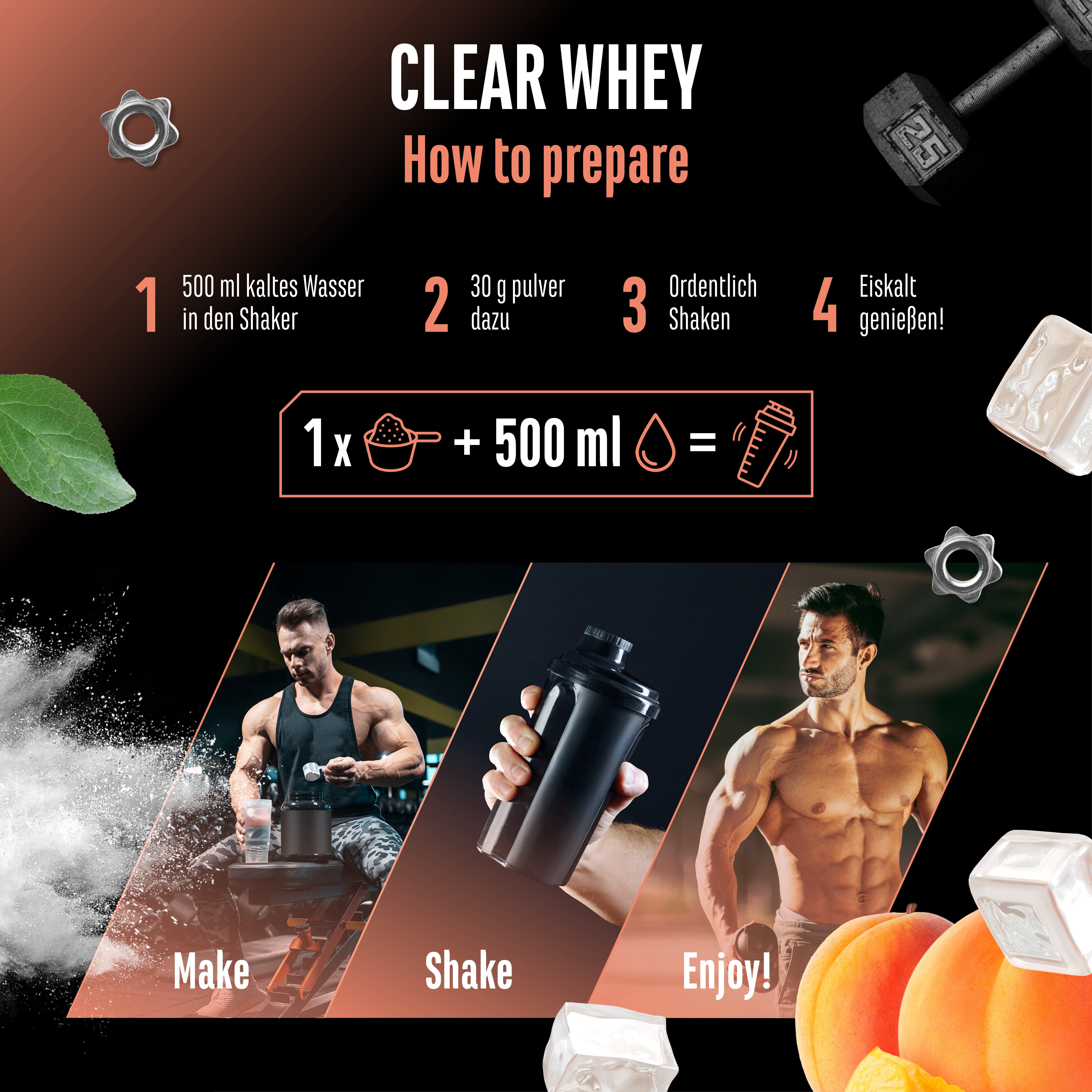 Clear Whey Protein - Fresh Apricot, 900 g