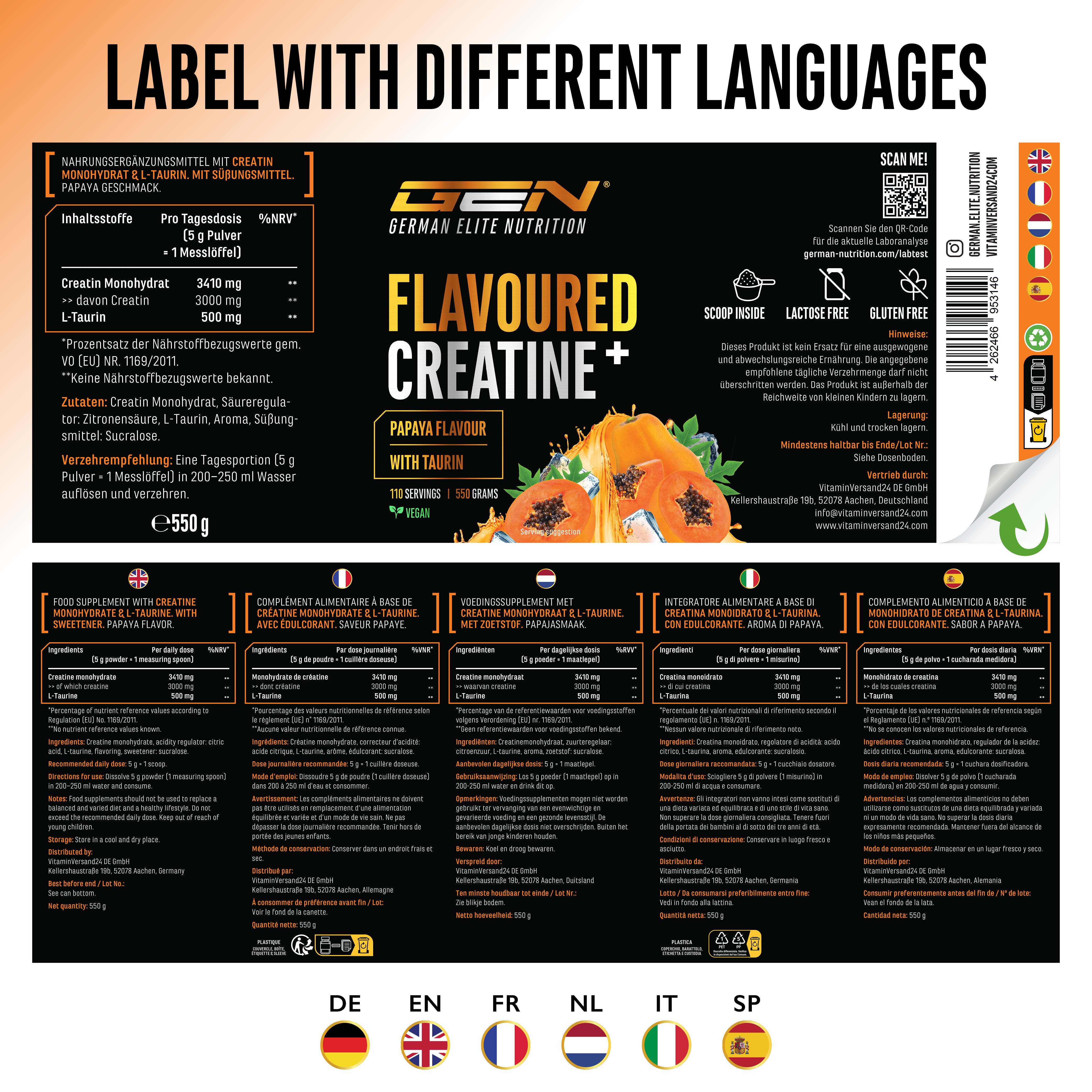 Creatin - Erdbeere, 550 g