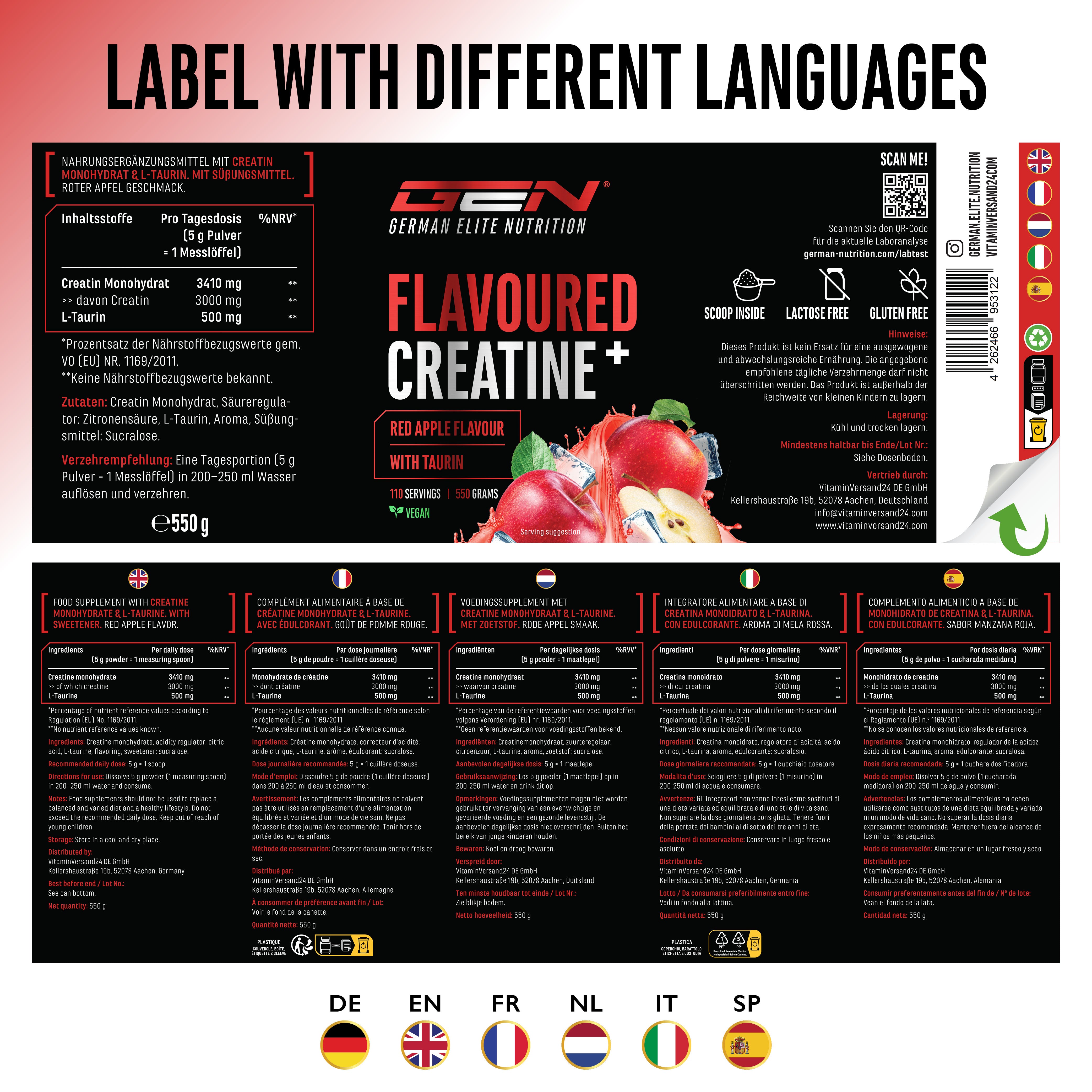 Creatin - Erdbeere, 550 g