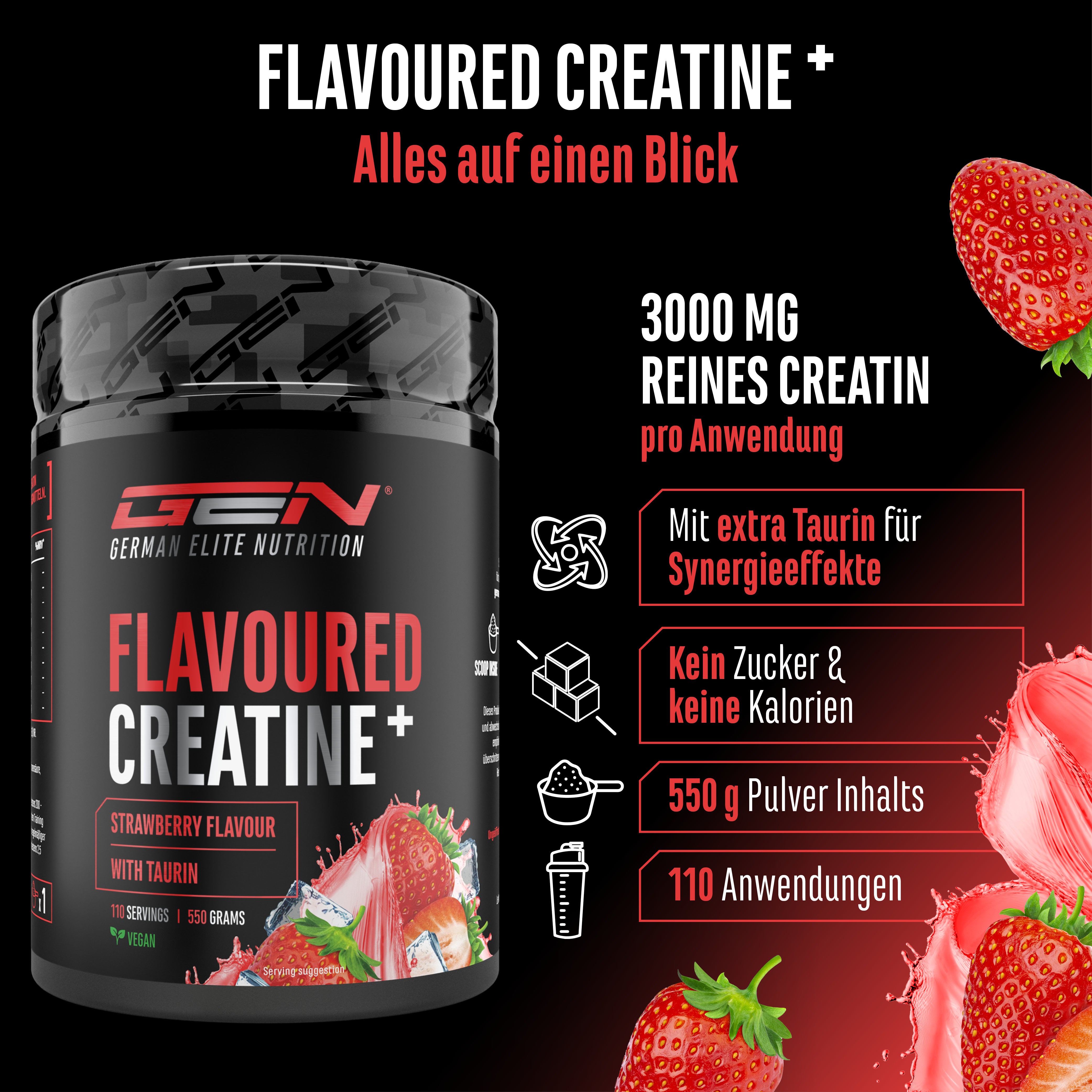 Creatin - Erdbeere, 550 g