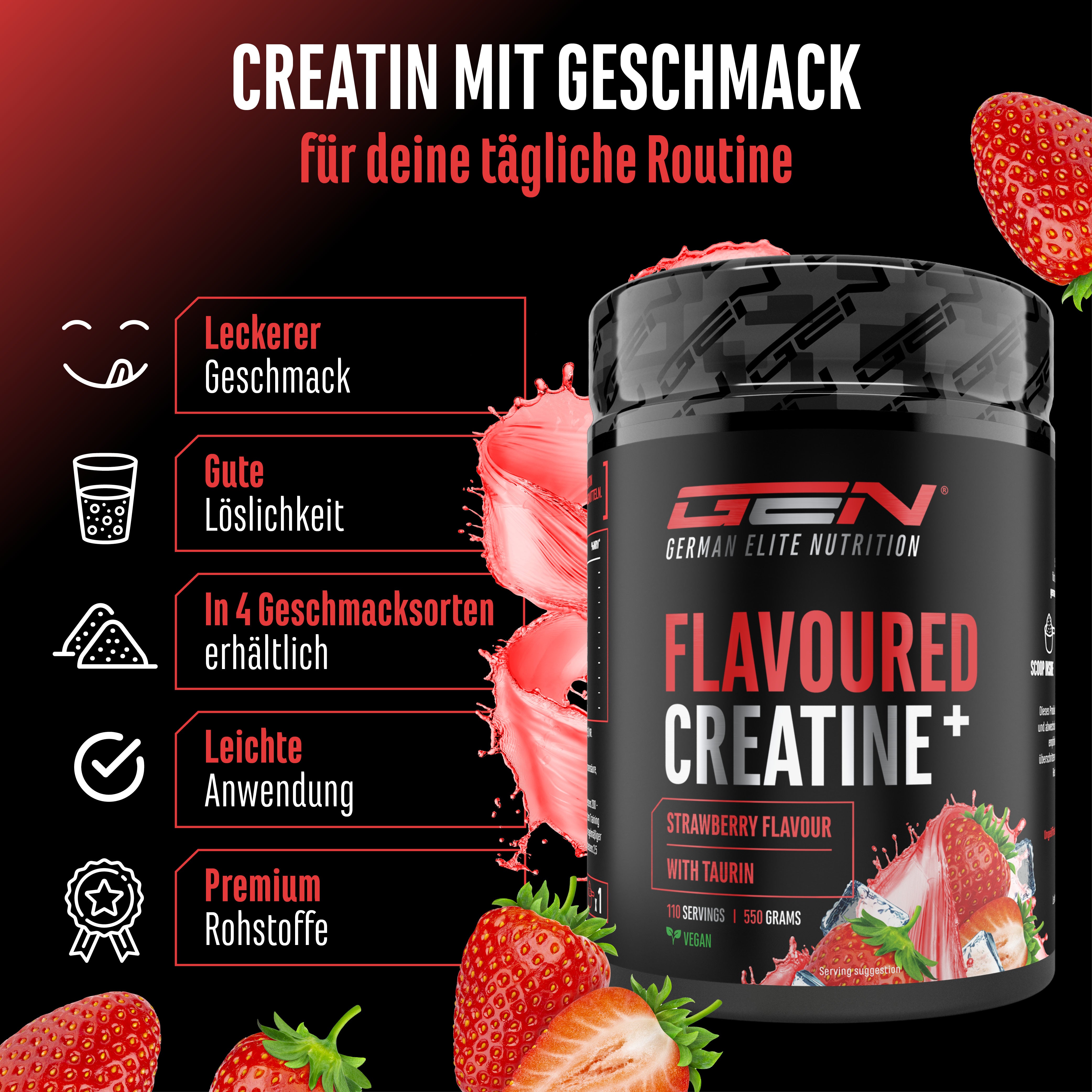 Creatin - Erdbeere, 550 g