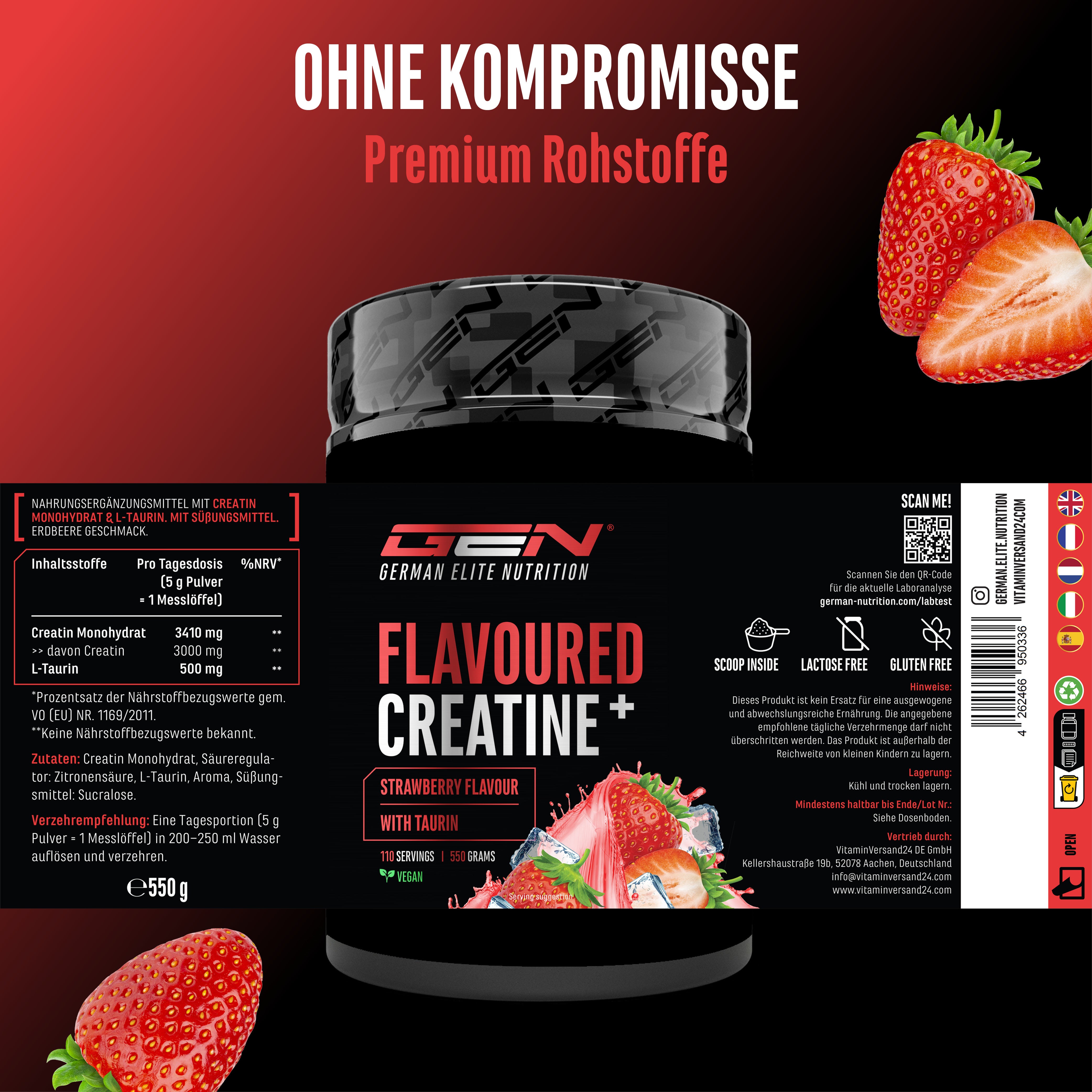 Creatin - Erdbeere, 550 g