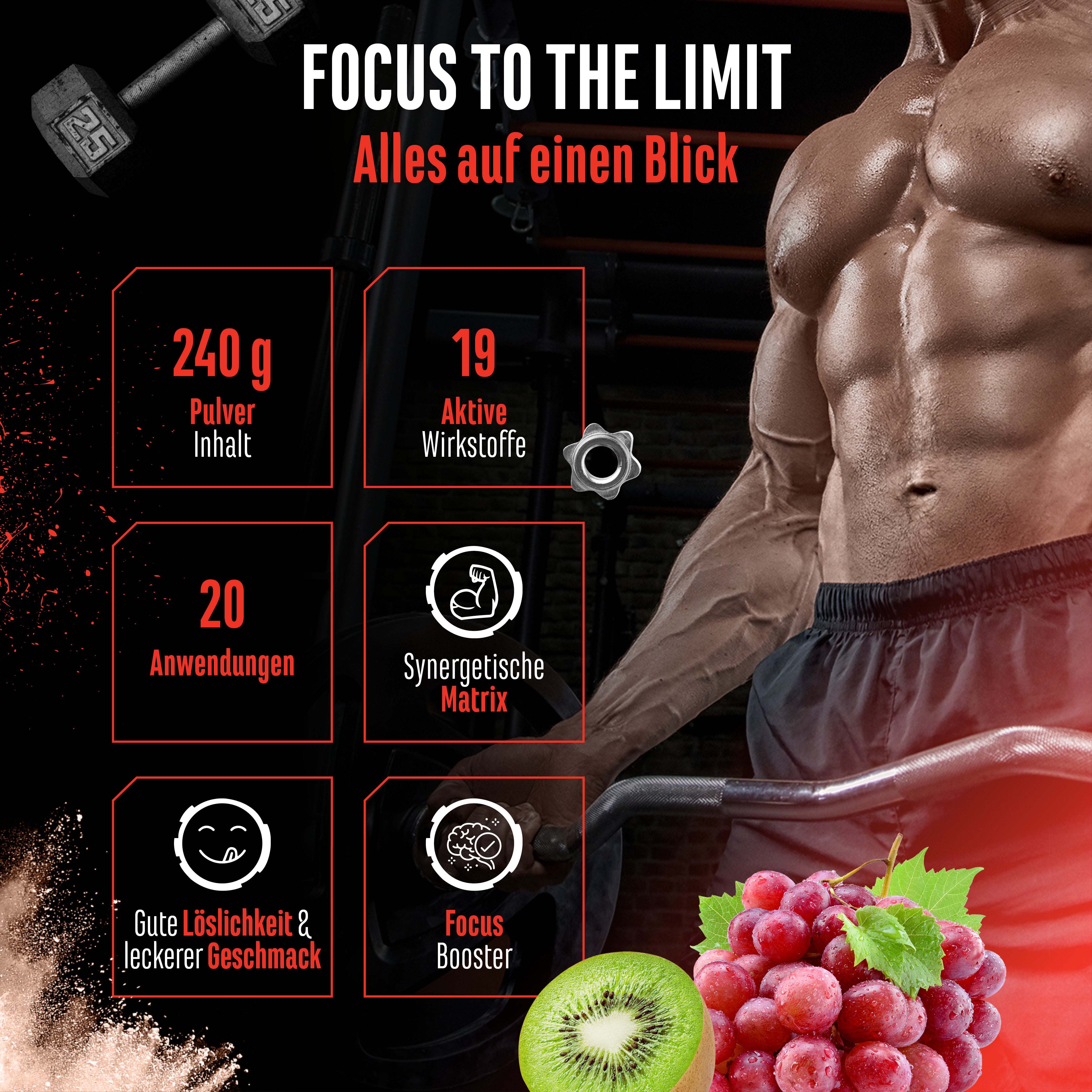 Focus to the Limit - Kiwi Druif, 240g