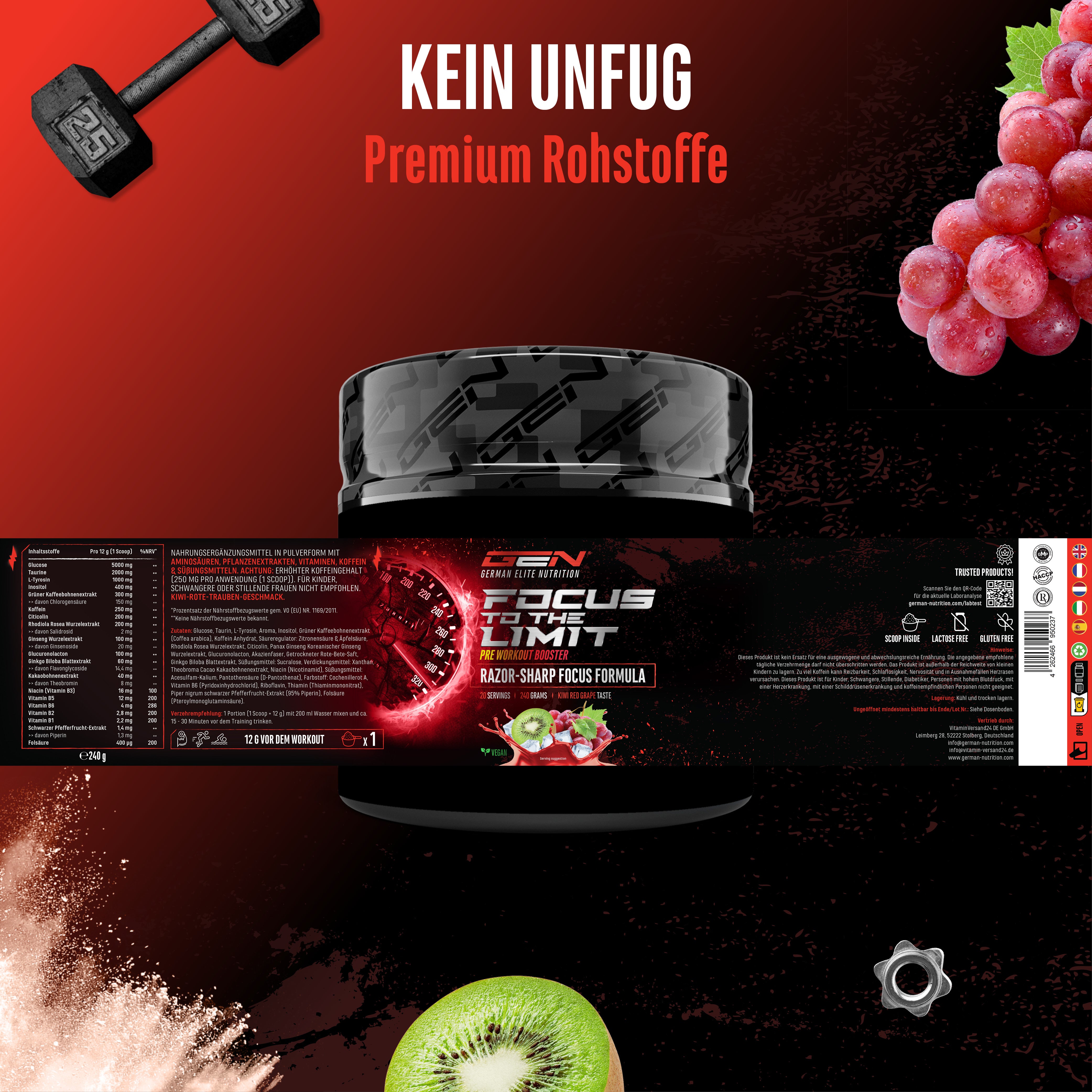 Focus to the Limit - Kiwi Druif, 240g