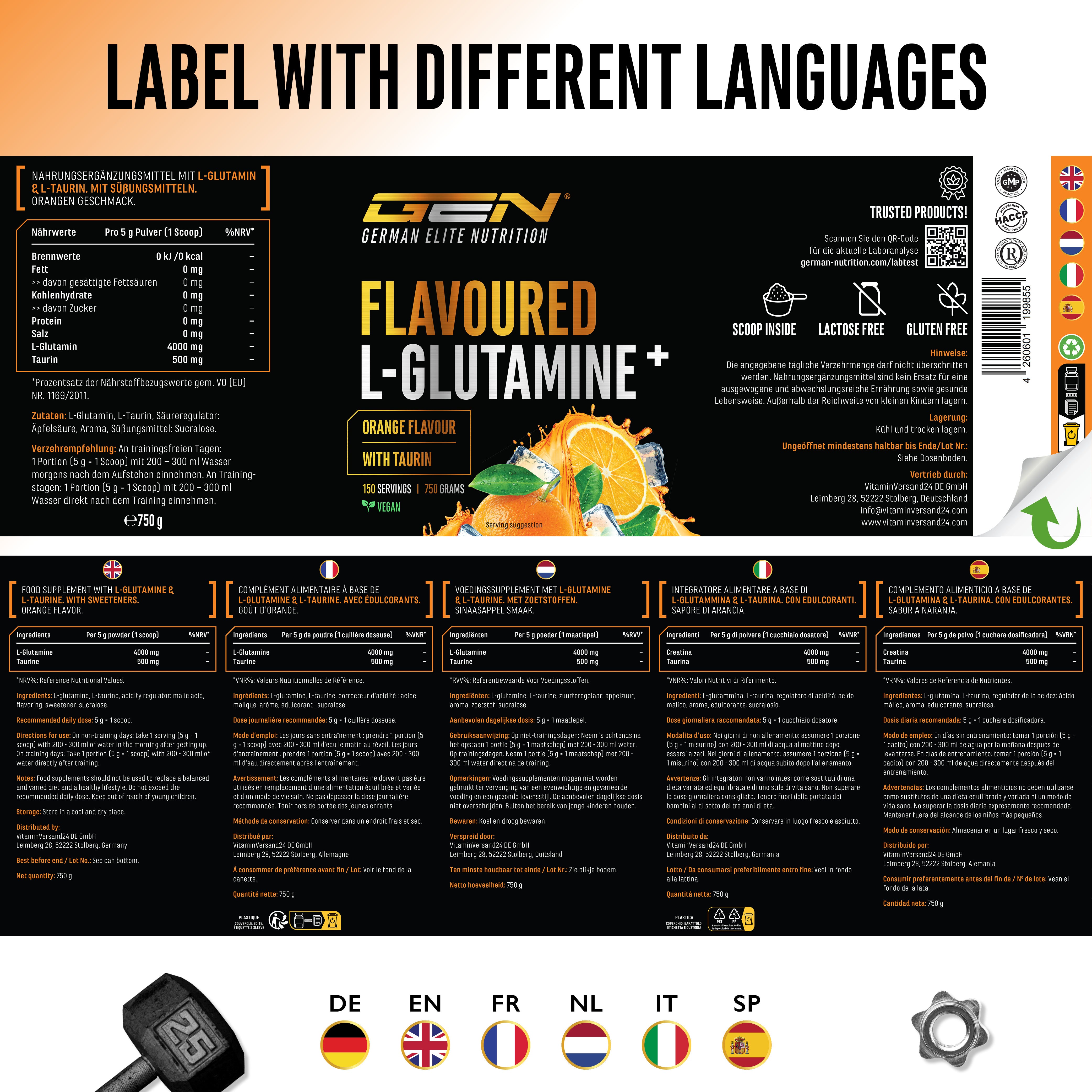 L-Glutamin Pulver Flavoured