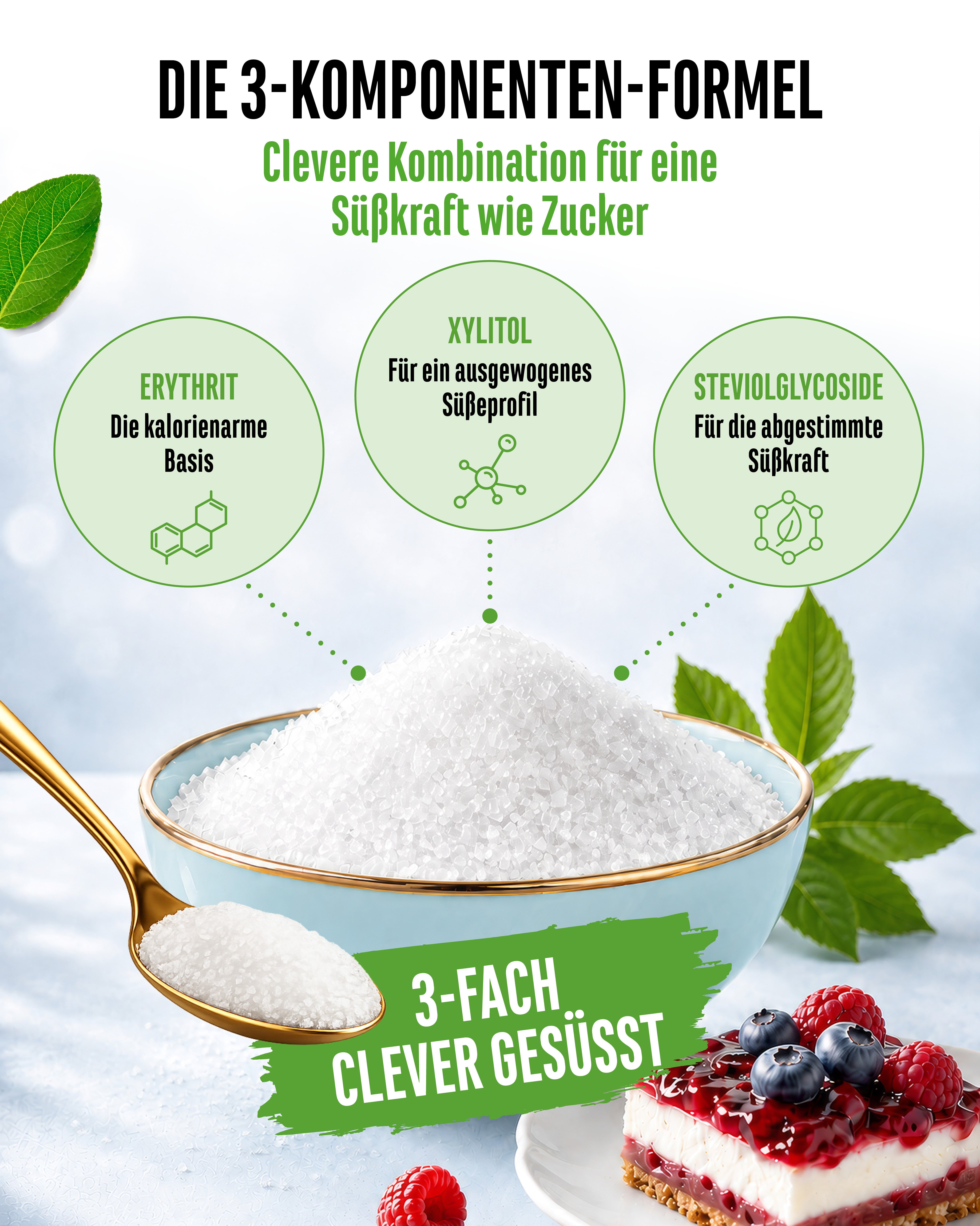 Almost Sugar - Erythrit, Xylit und Stevia