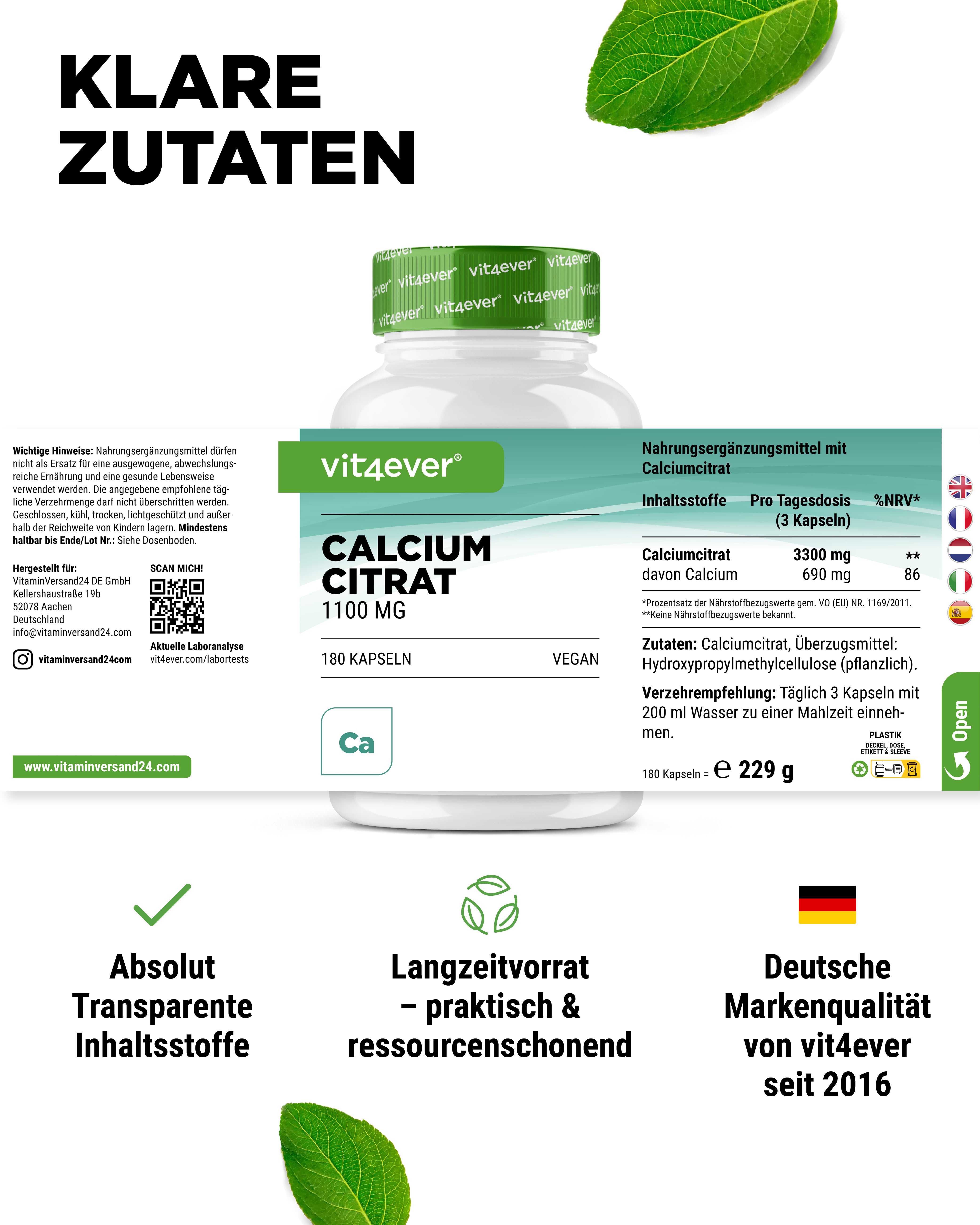 Gélules de citrate de calcium