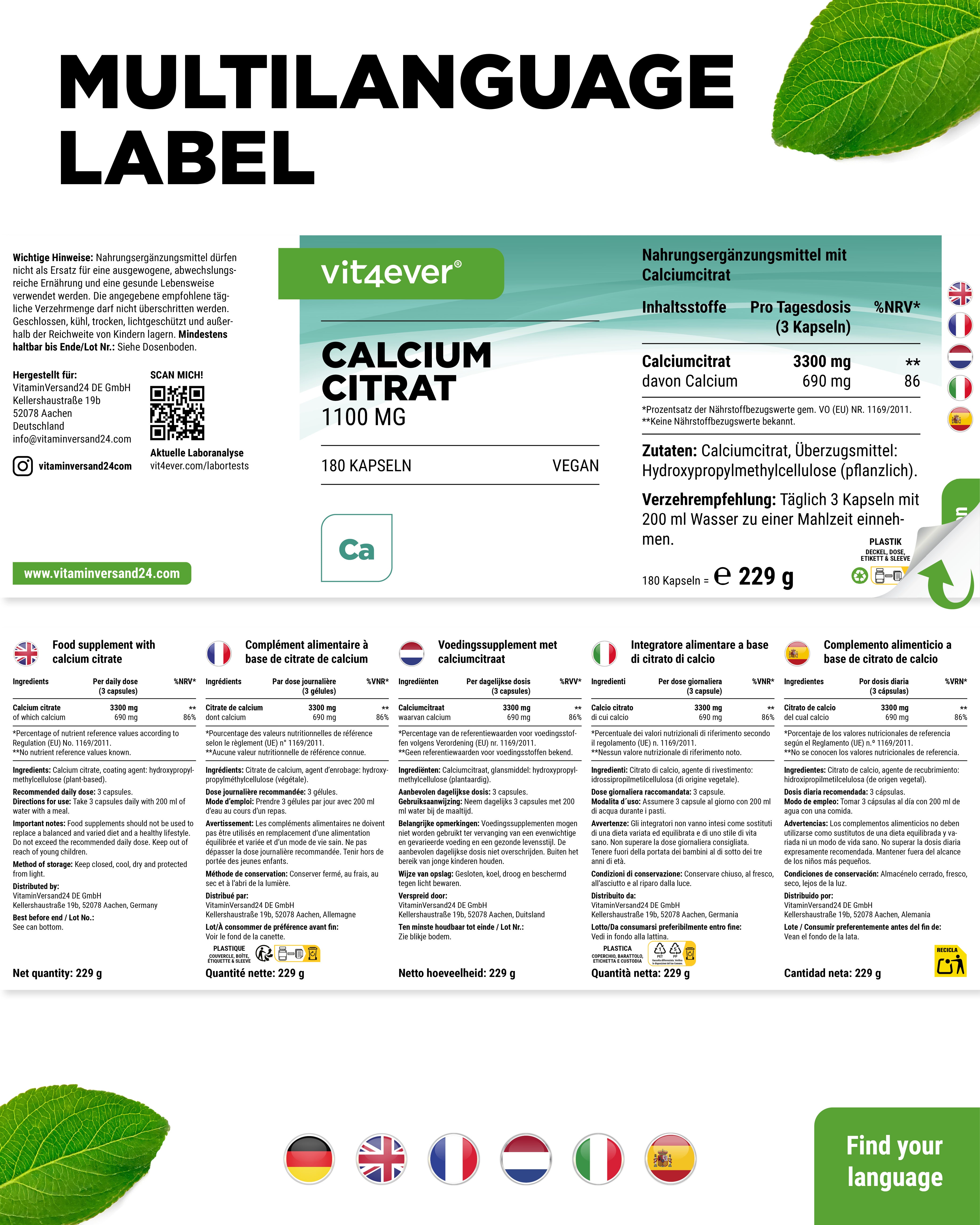 Gélules de citrate de calcium