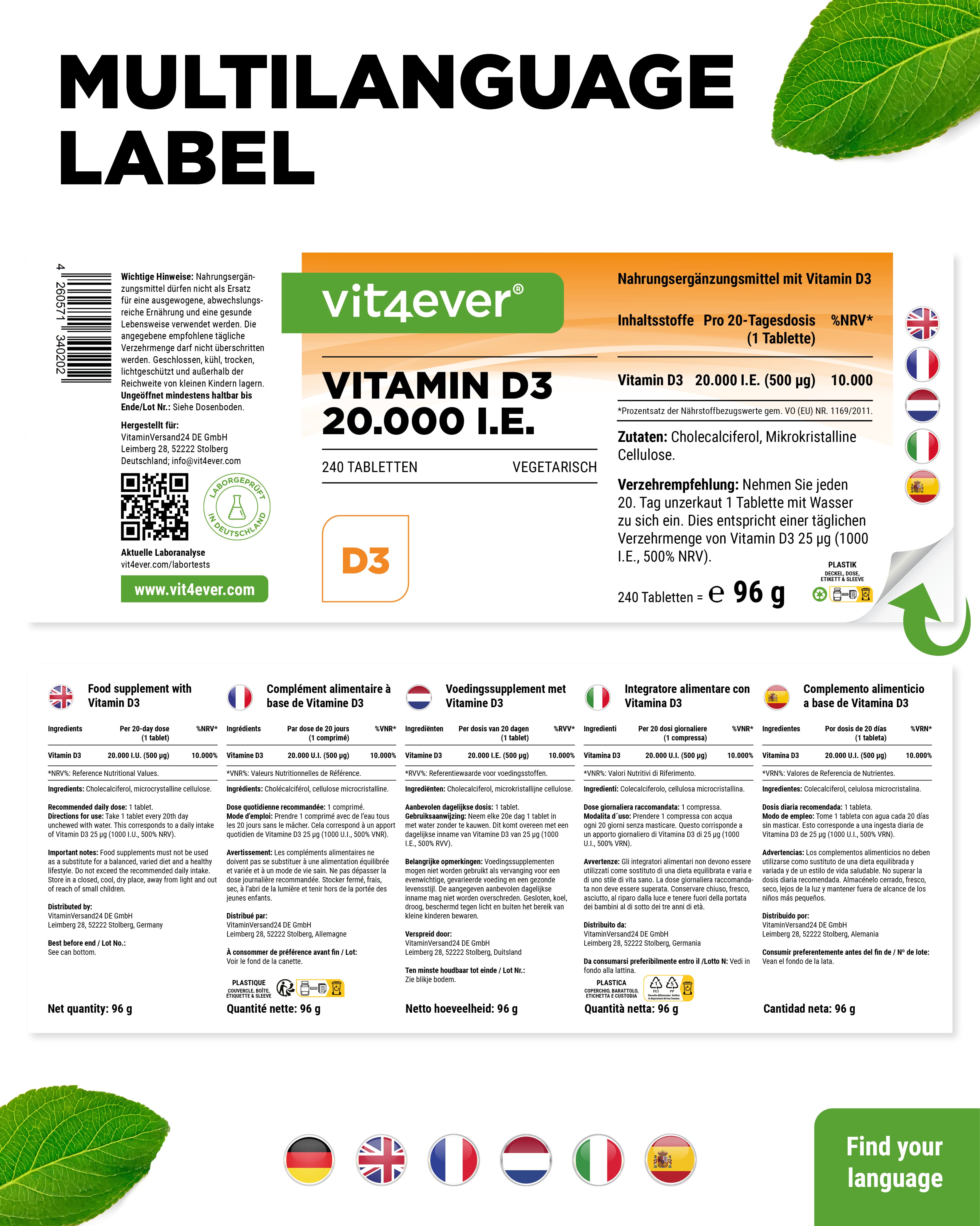 Vitamine D3 Depot 20.000 UI