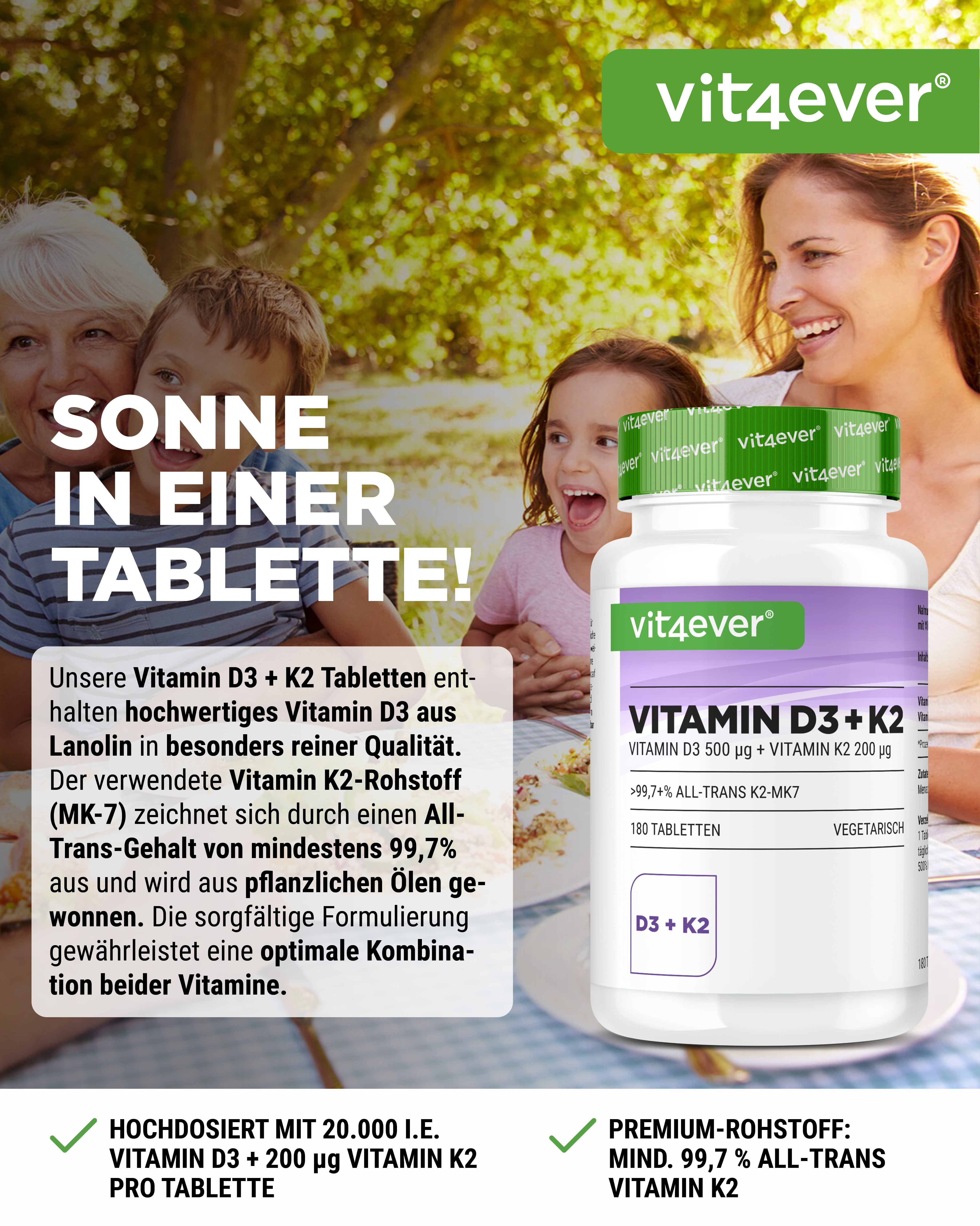 Vitamin D3 20.000 I.E. + Vitamin K2 200 mcg
