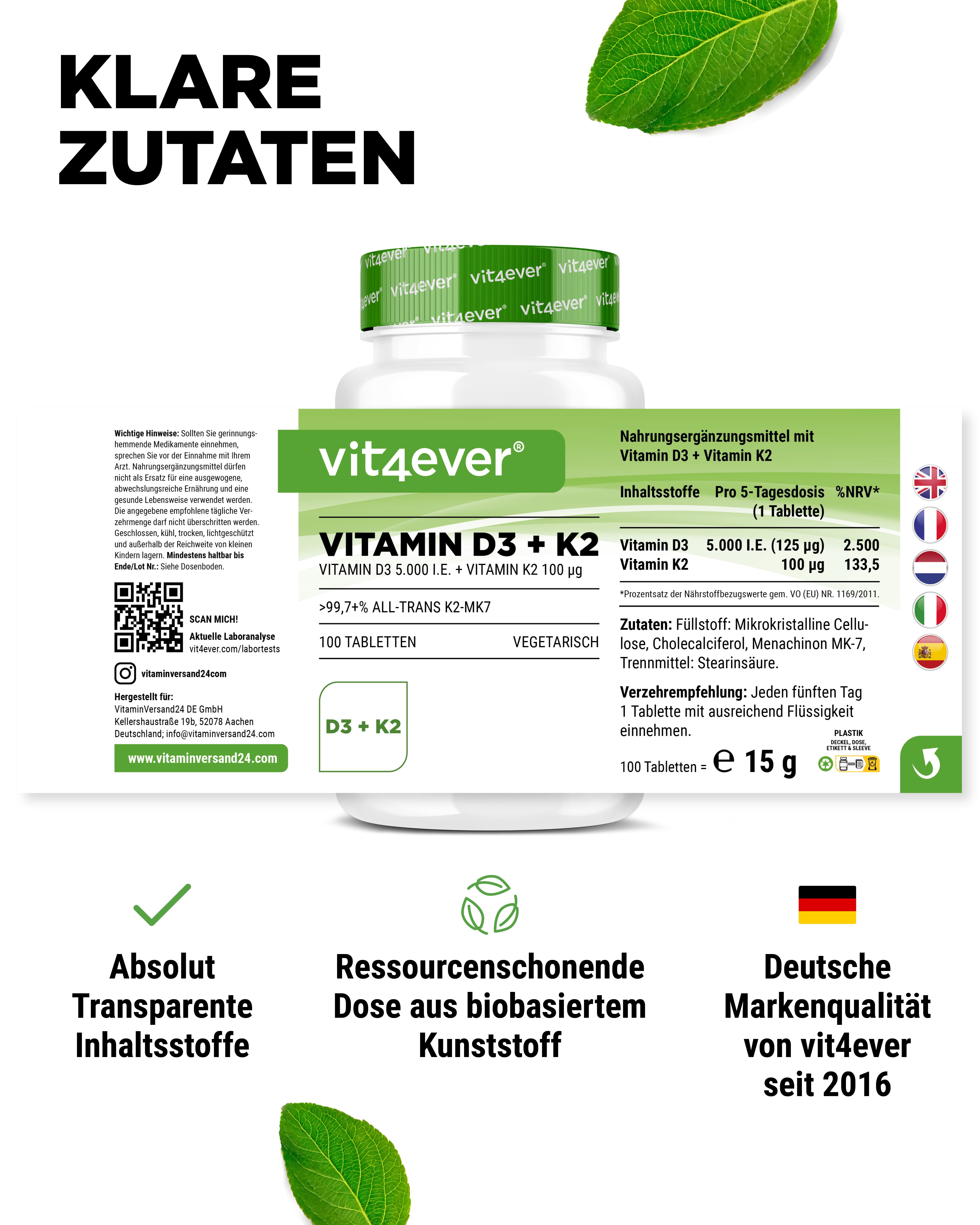 Vitamin D3 5.000 I.E. + Vitamin K2 100 mcg