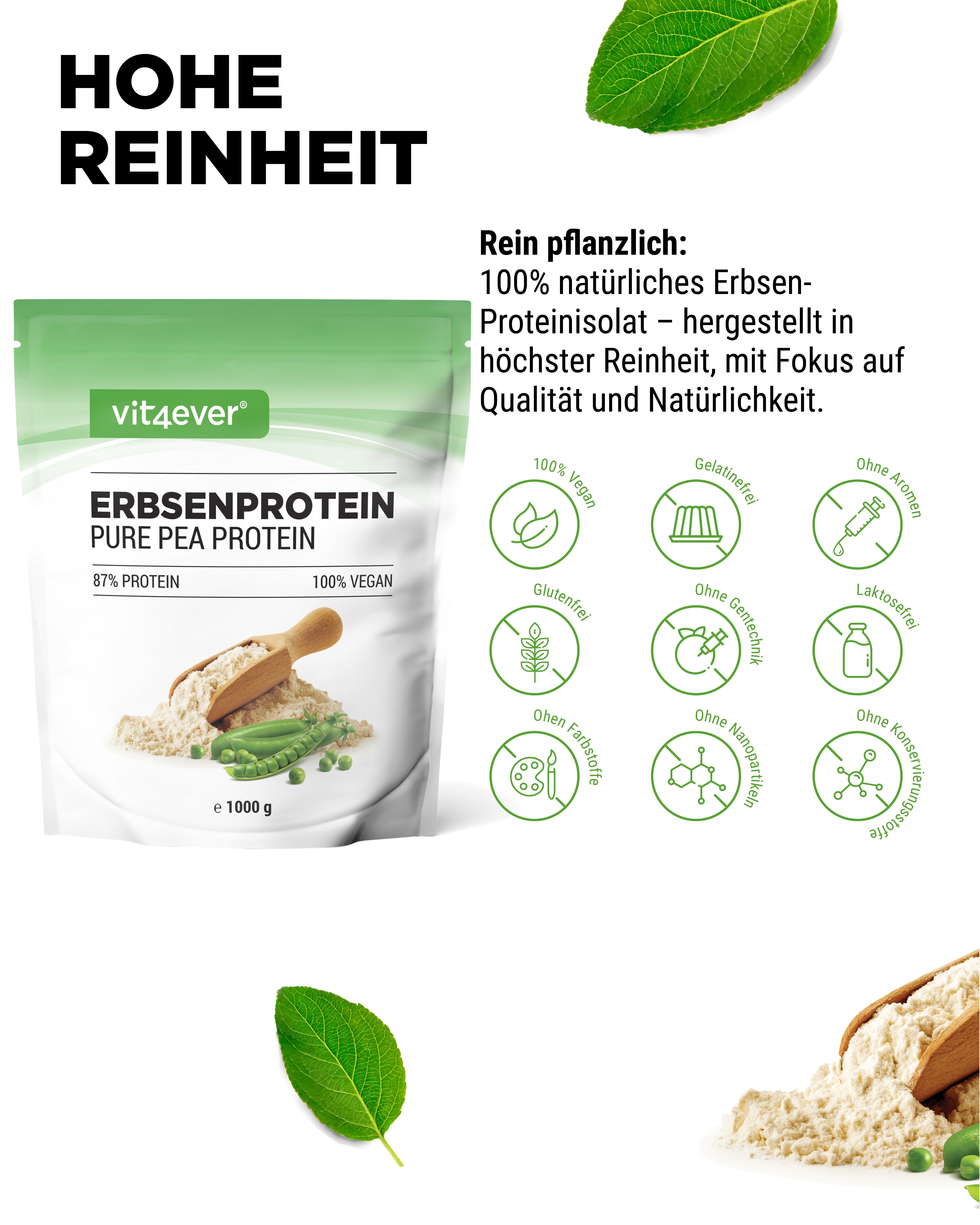 Erbsenprotein Pulver - 87% Proteingehalt