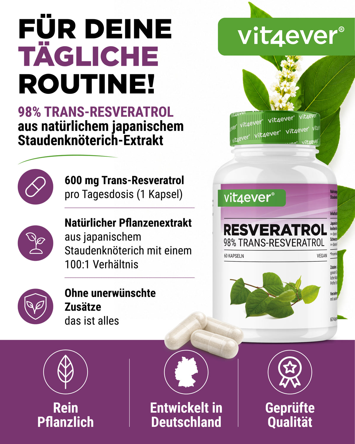 Resveratrol - 500 mg - 98% Trans-Resveratrol