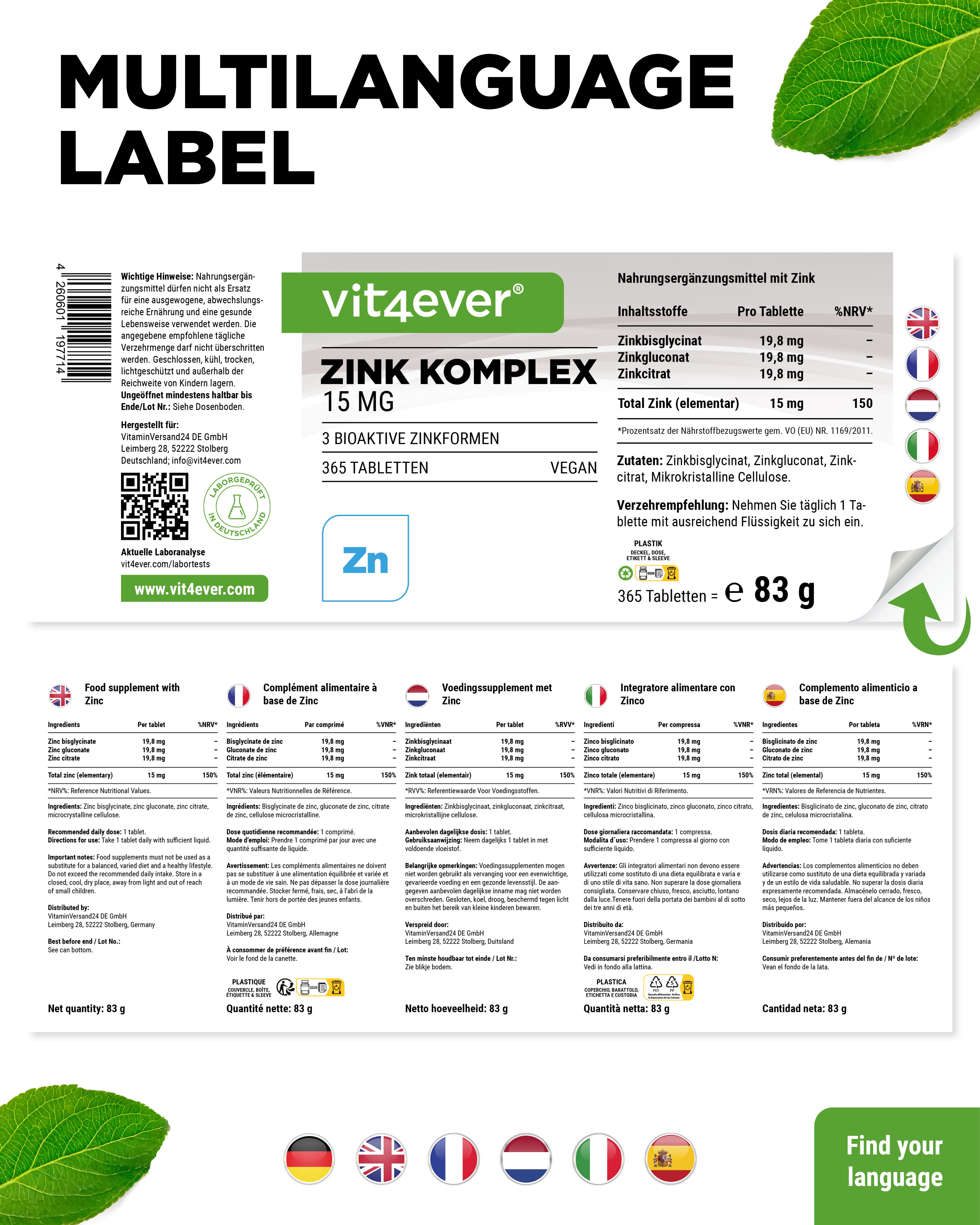 Zink Komplex mit 3 Zinkformen