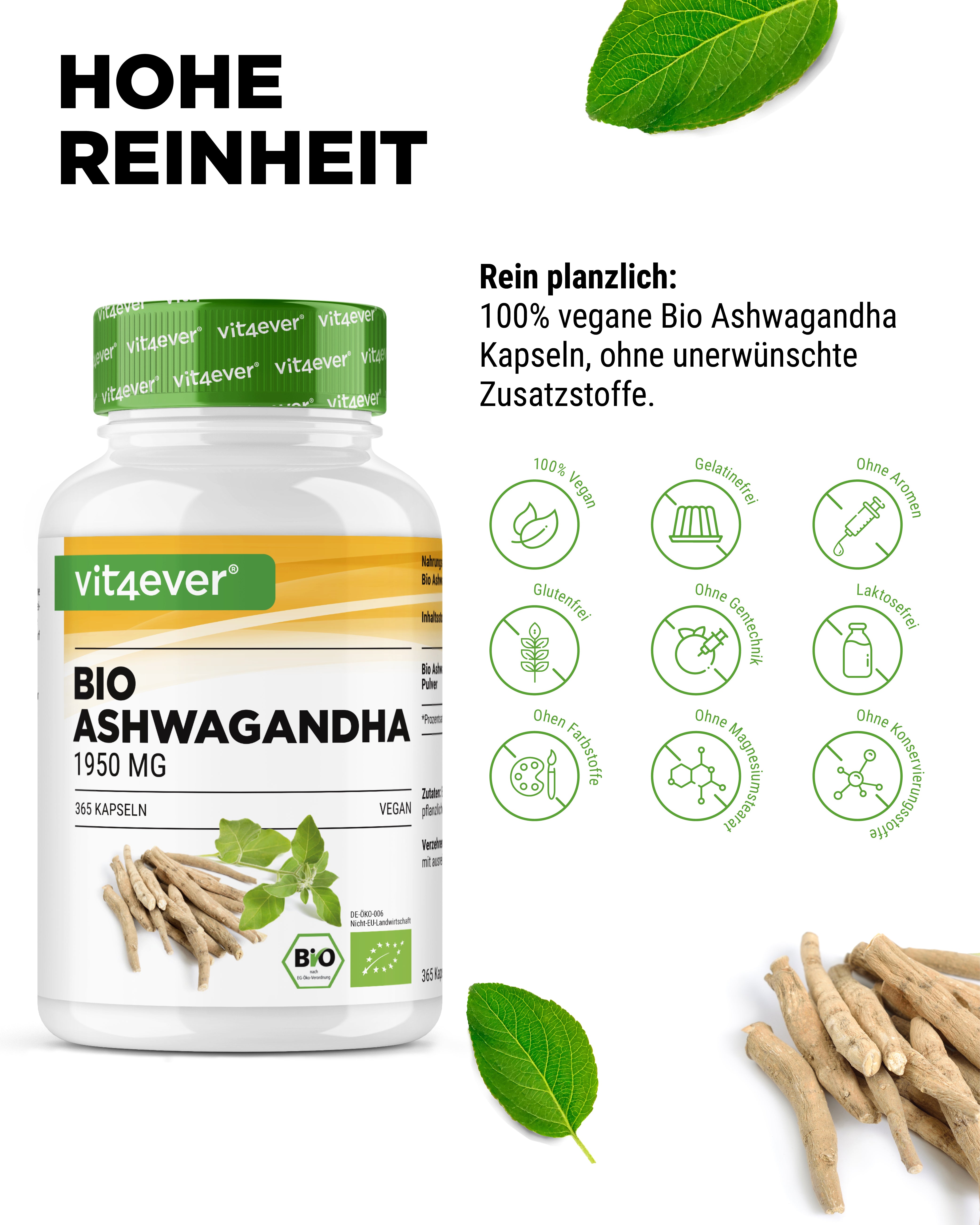 Organic Ashwagandha - 365 Capsules