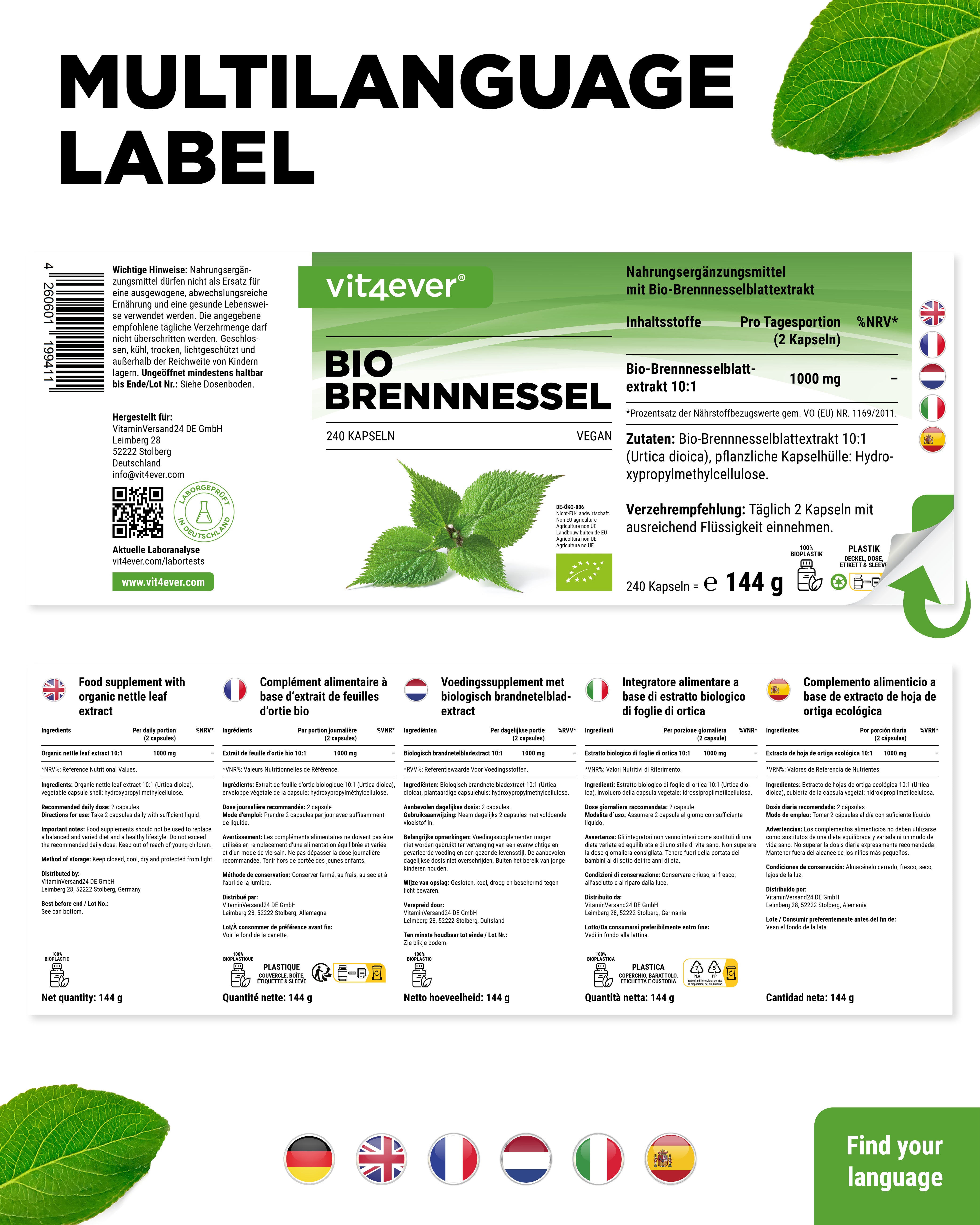 Bio Brennnessel Extrakt - 500 mg