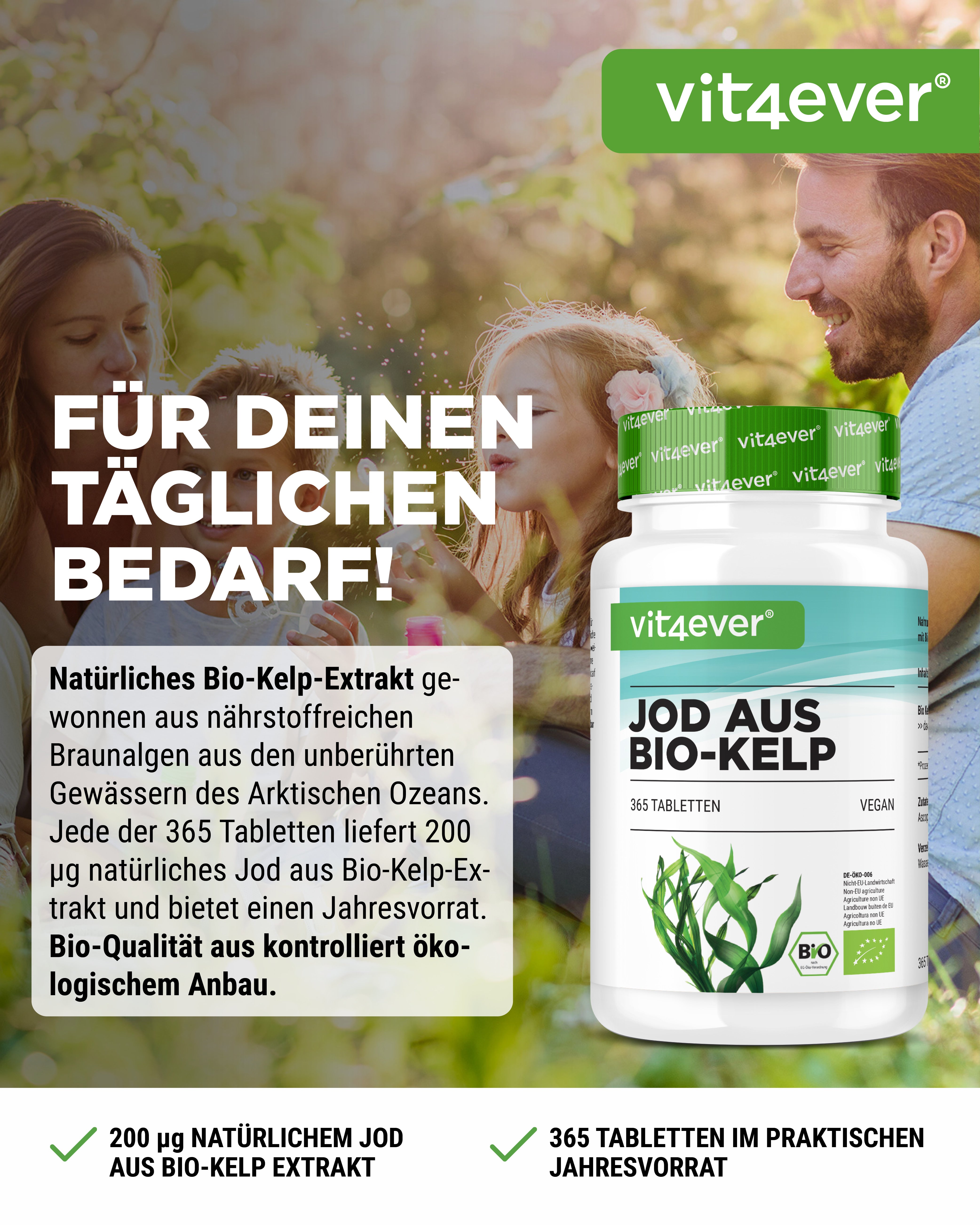 Bio Kelp Extrakt (Natürliches Jod) - 200 µg