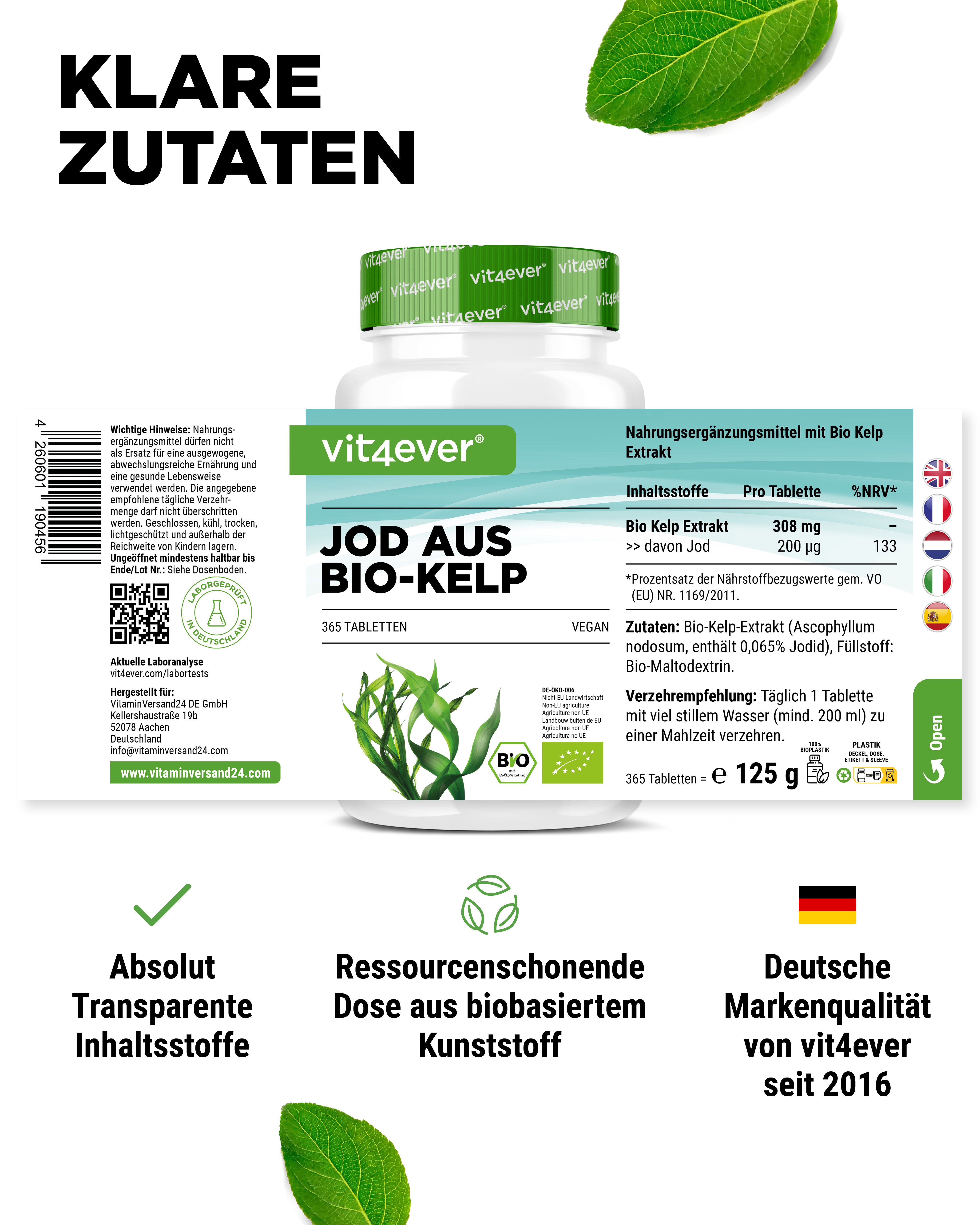 Bio Kelp Extrakt (Natürliches Jod) - 200 µg