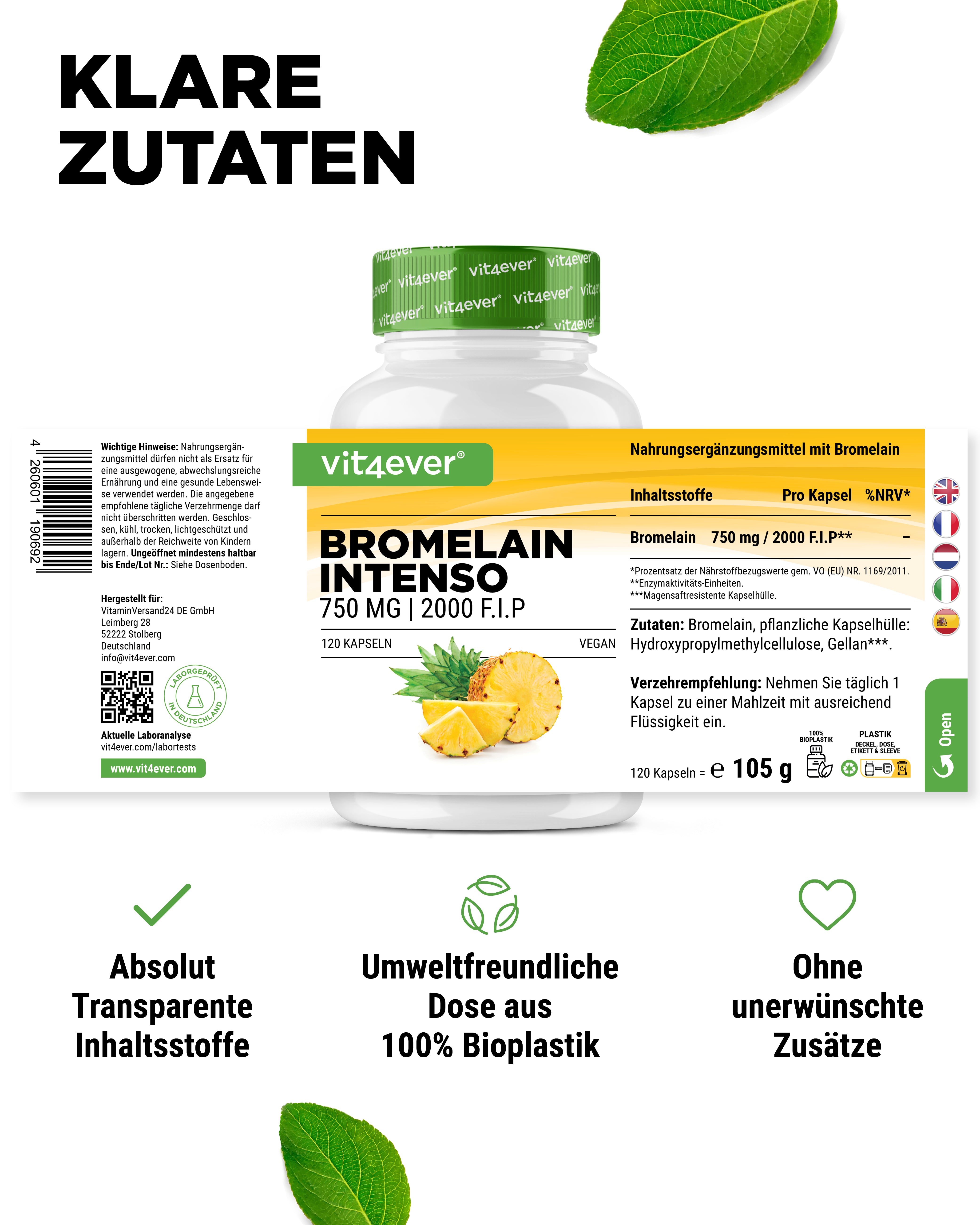 Bromelain Intenso - 750 mg (2000 F.I.P)