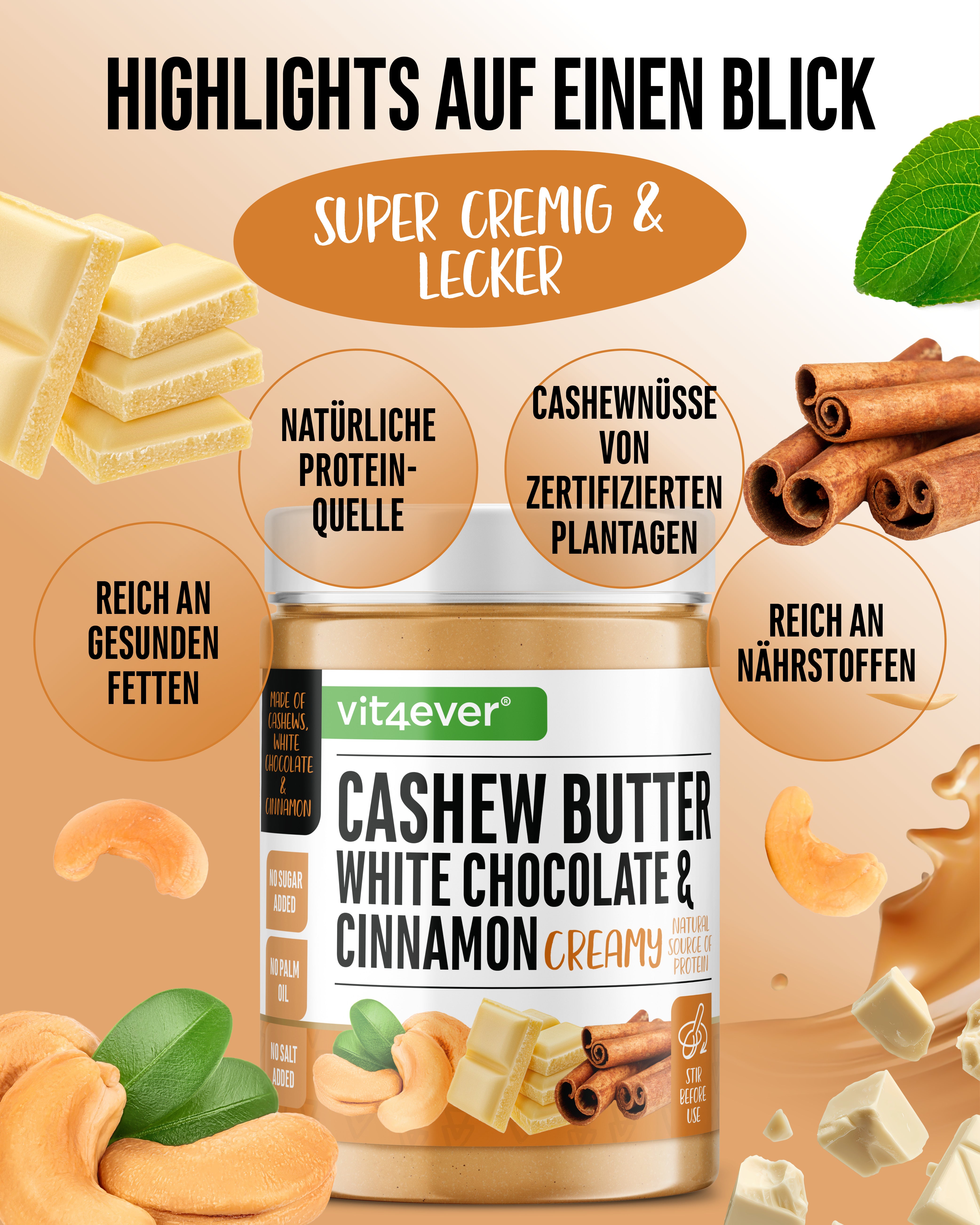 Cashew Butter - White Chocolate & Cinnamon, 1000 g