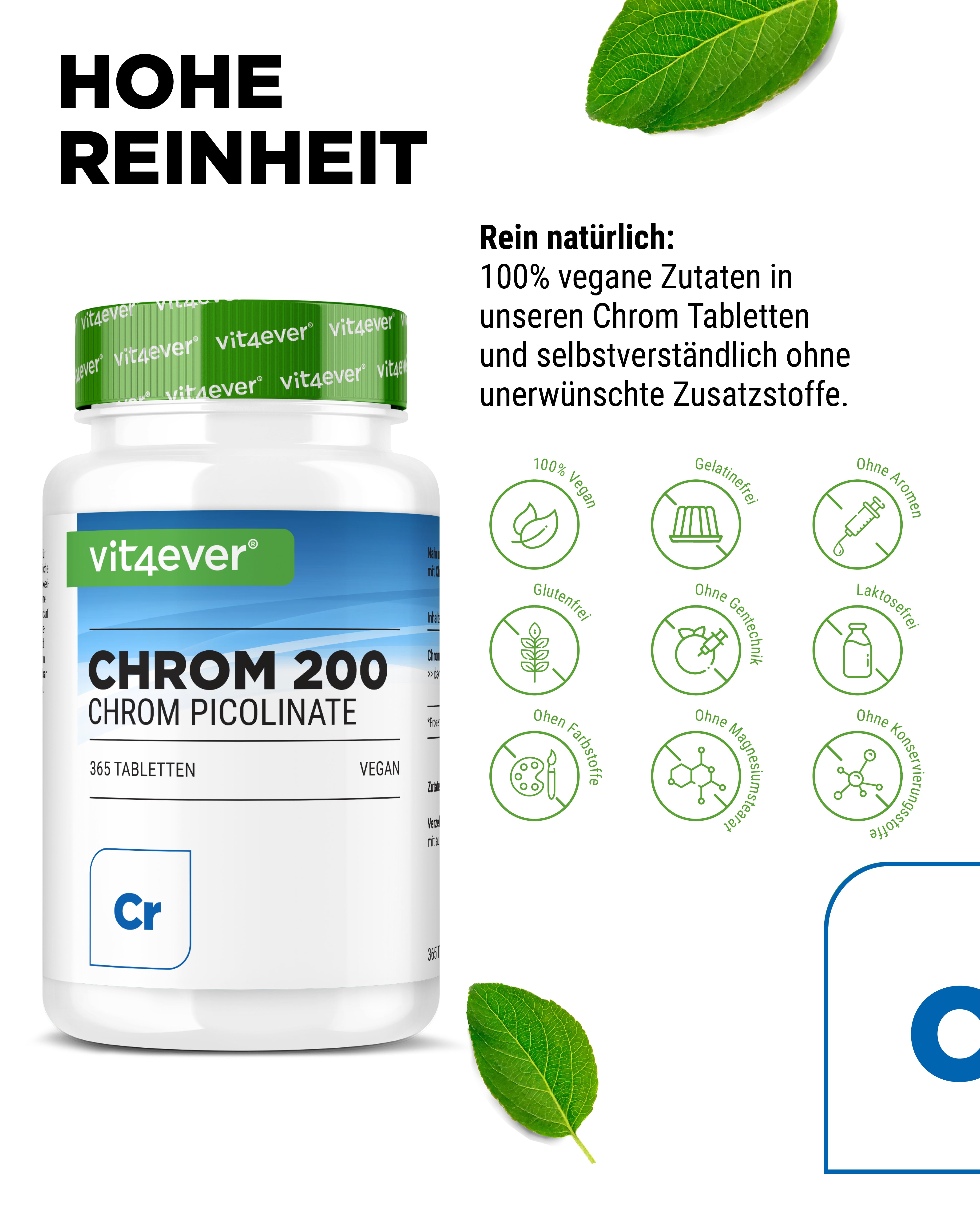 Cromo - 200 mcg, 365 comprimidos