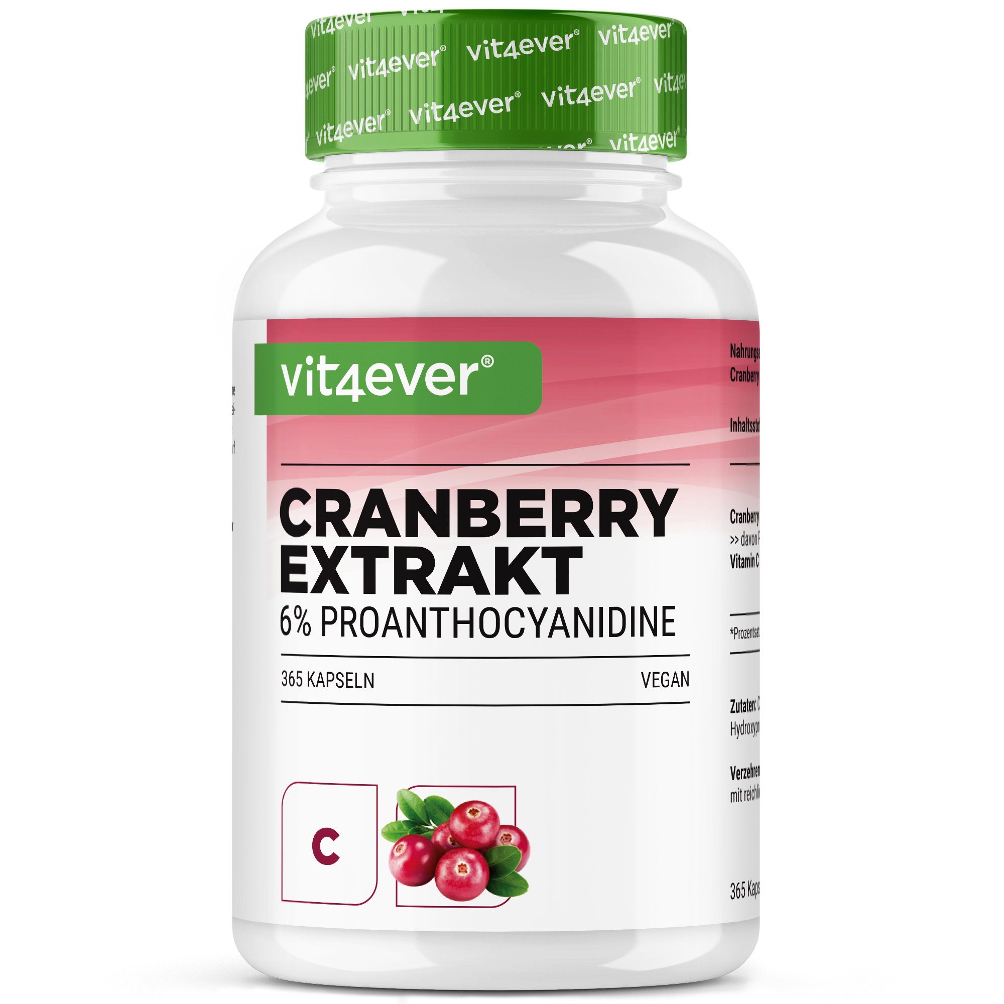 Cranberry mit Vitamin C - 365 Kapseln