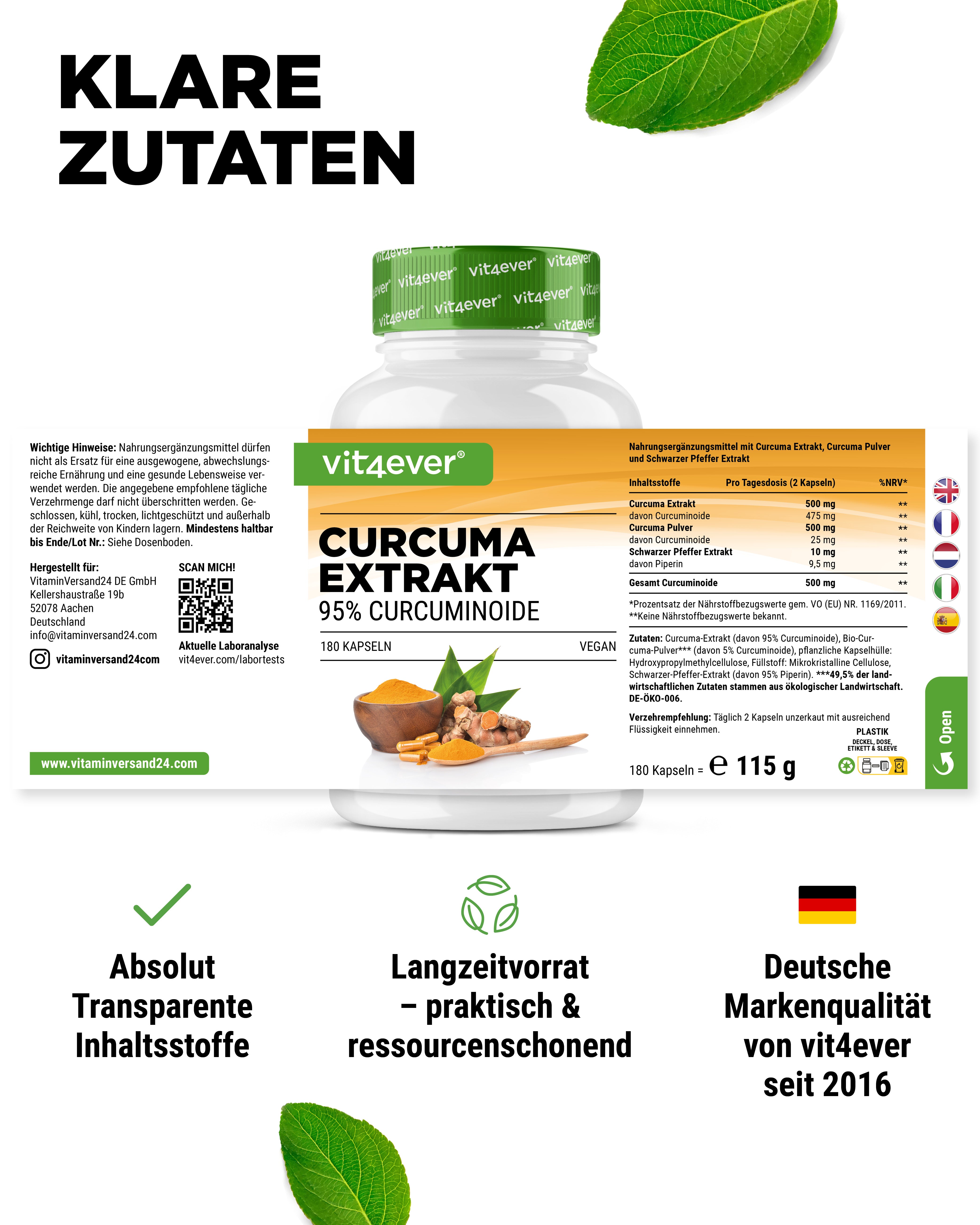 Curcuma Extrakt Intenso - 180 Kapseln
