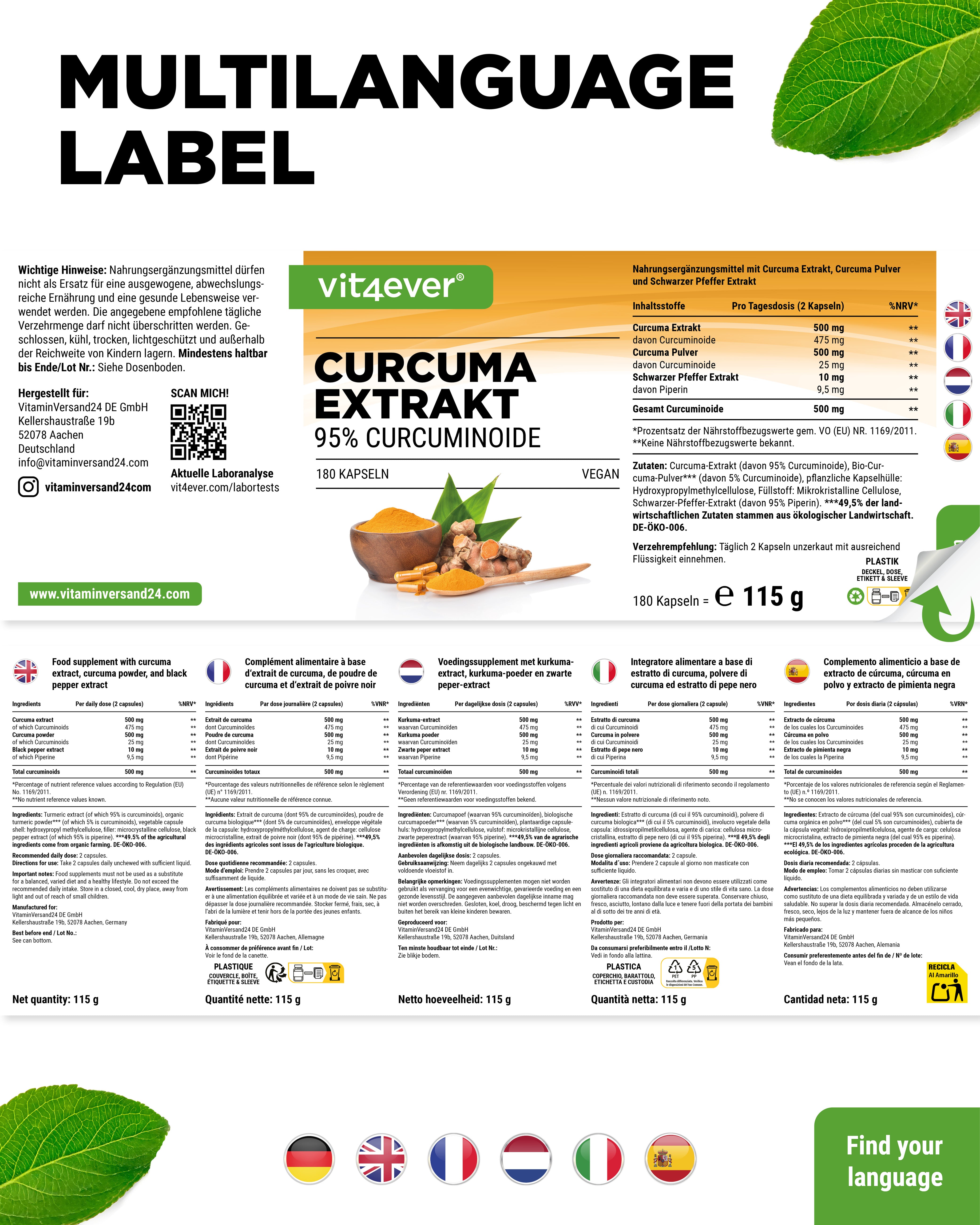 Curcuma Extrakt Intenso - 180 Kapseln