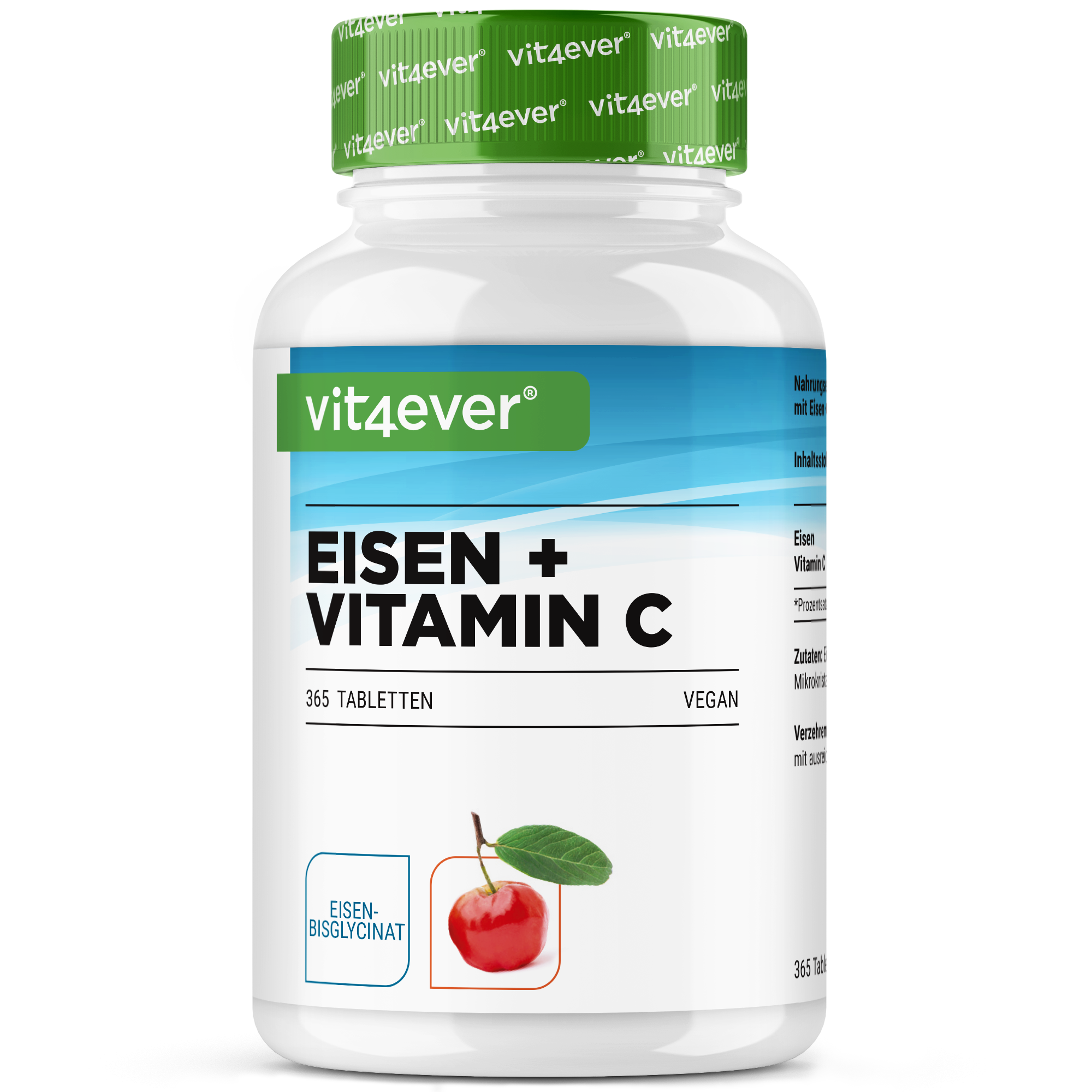 Eisen + Vitamin C - Eisenbisglycinat- 365 Tabletten