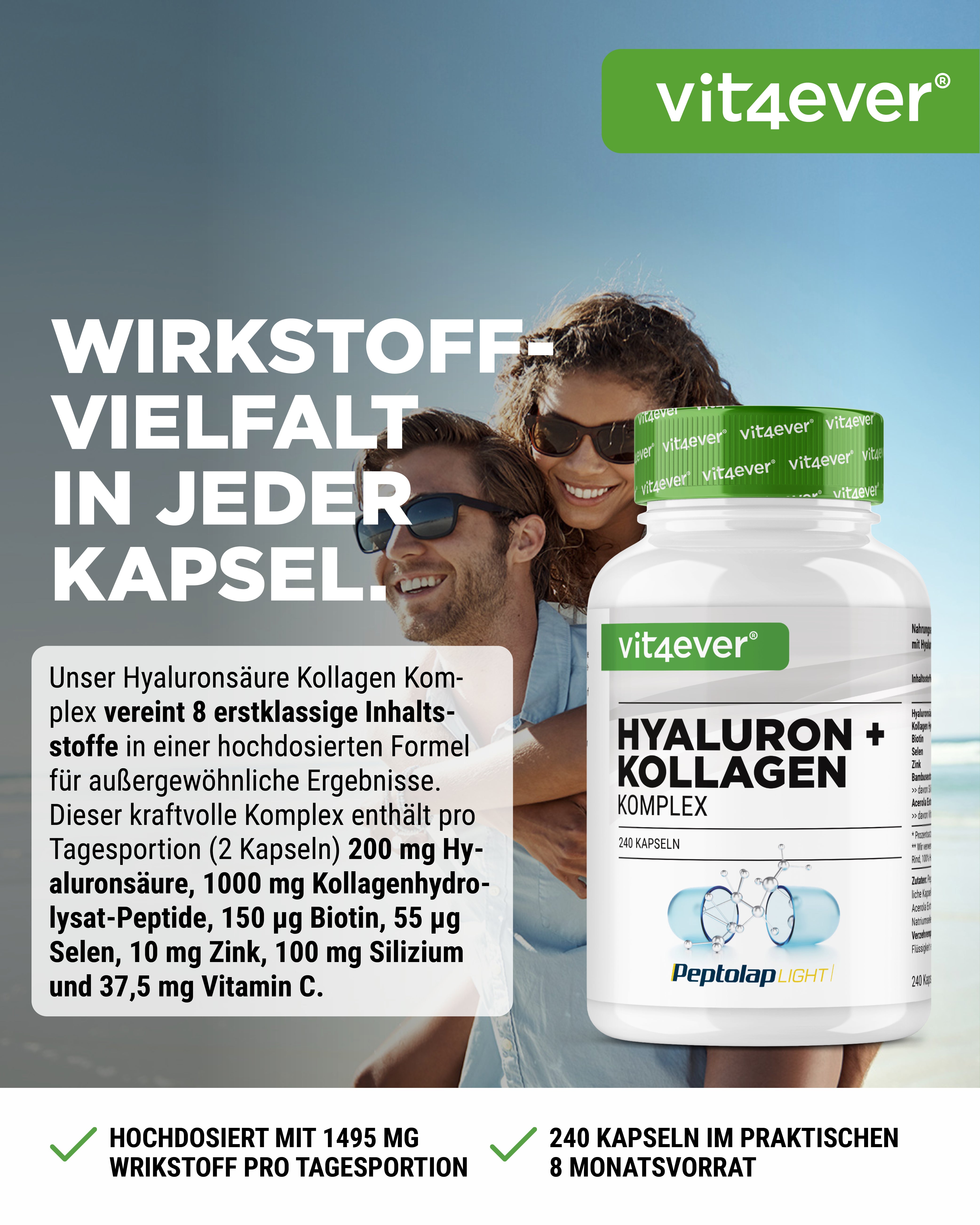Hyaluronsäure Kollagen Komplex - 240 Kapseln