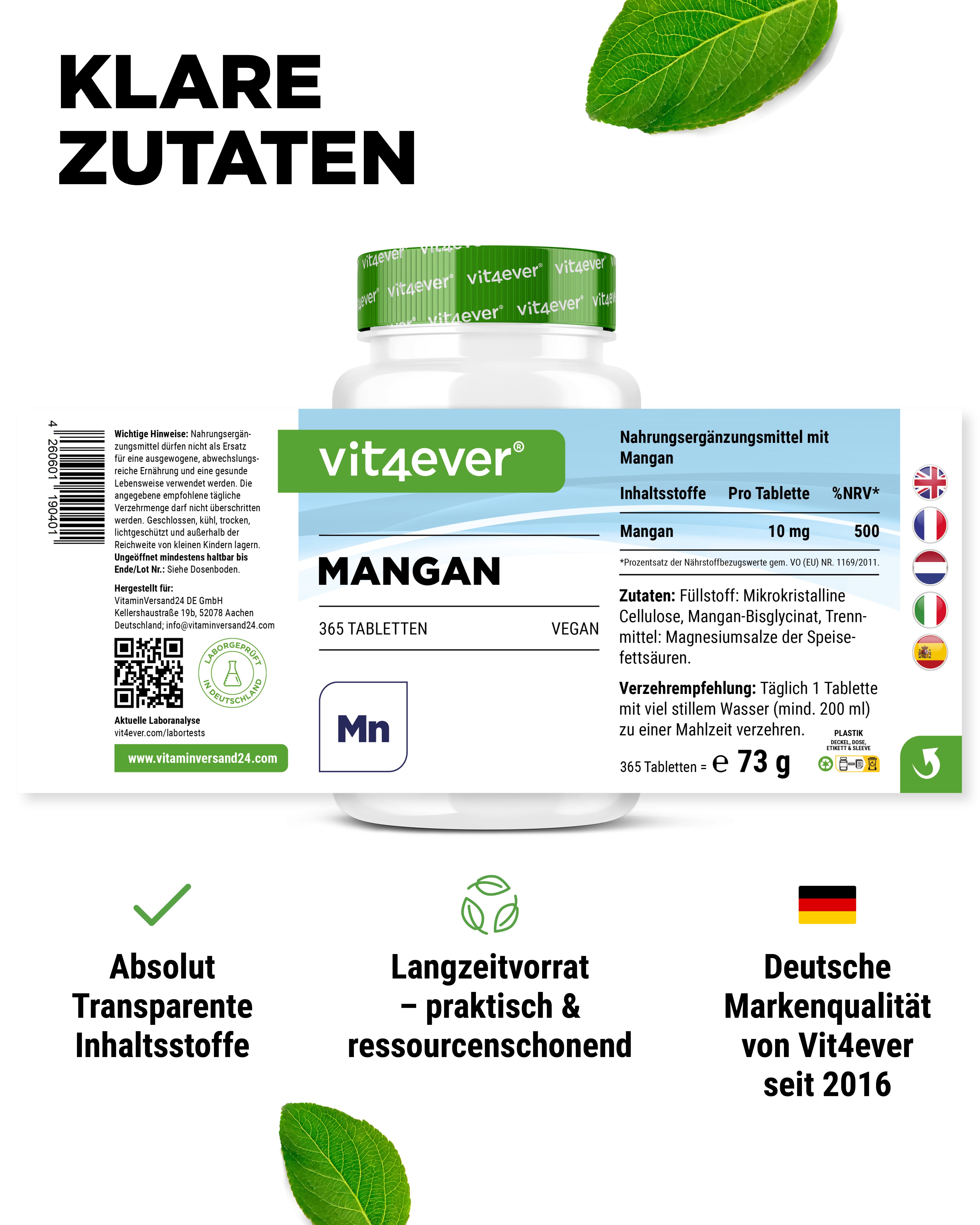 Manganèse 10 mg - Bisglycinate de manganèse