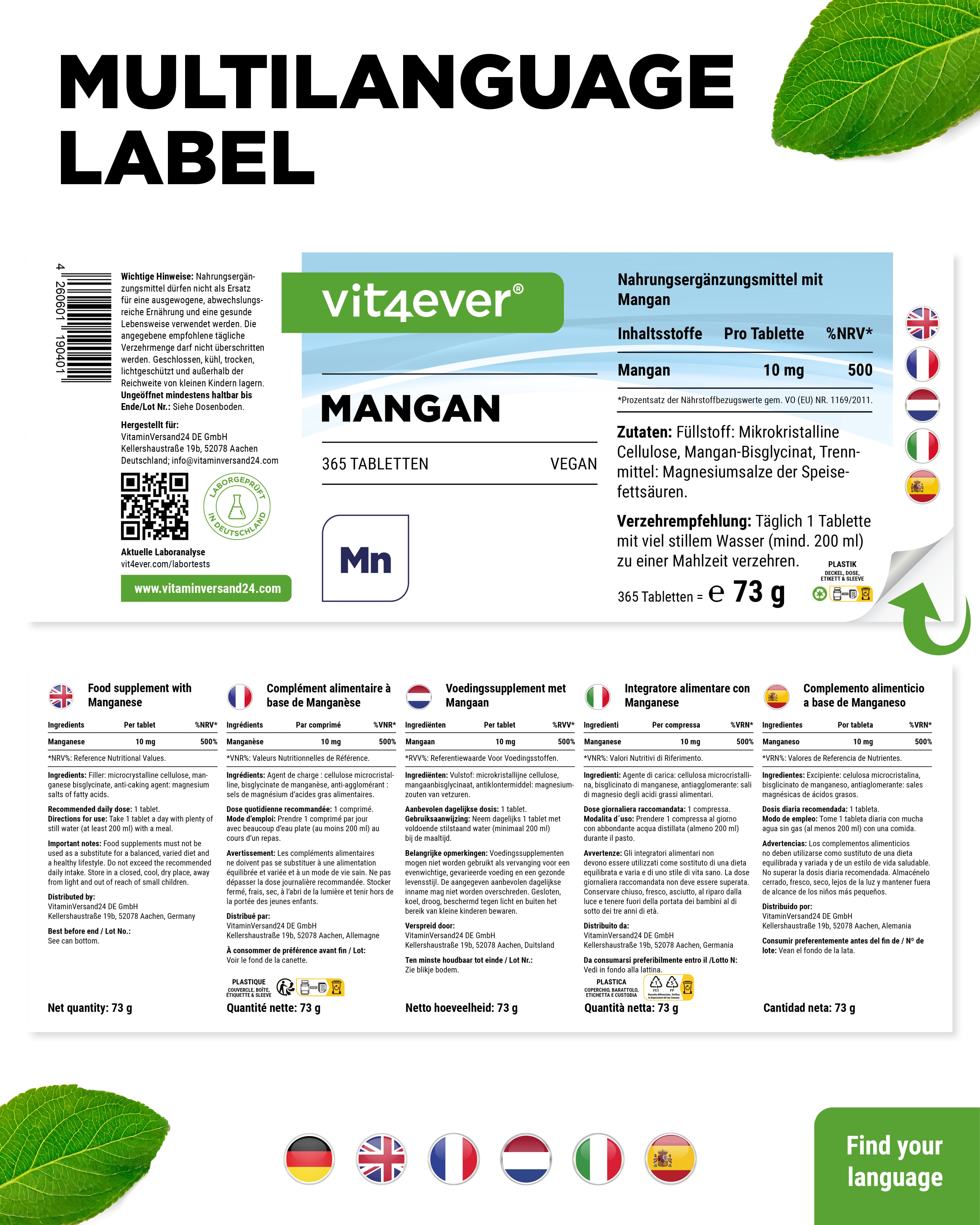 Manganèse 10 mg - Bisglycinate de manganèse