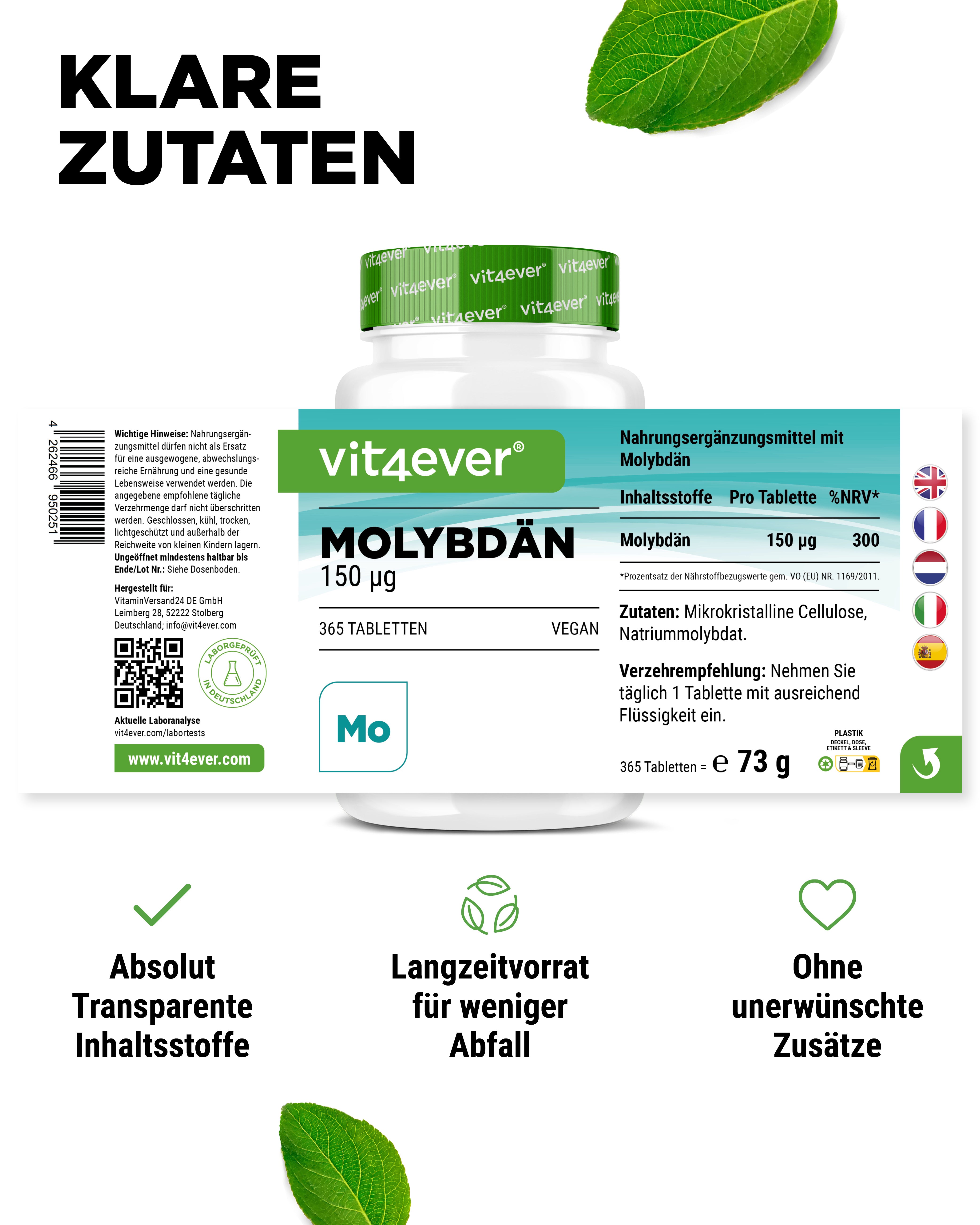 Molybdène - 150 µg - Molybdate de sodium