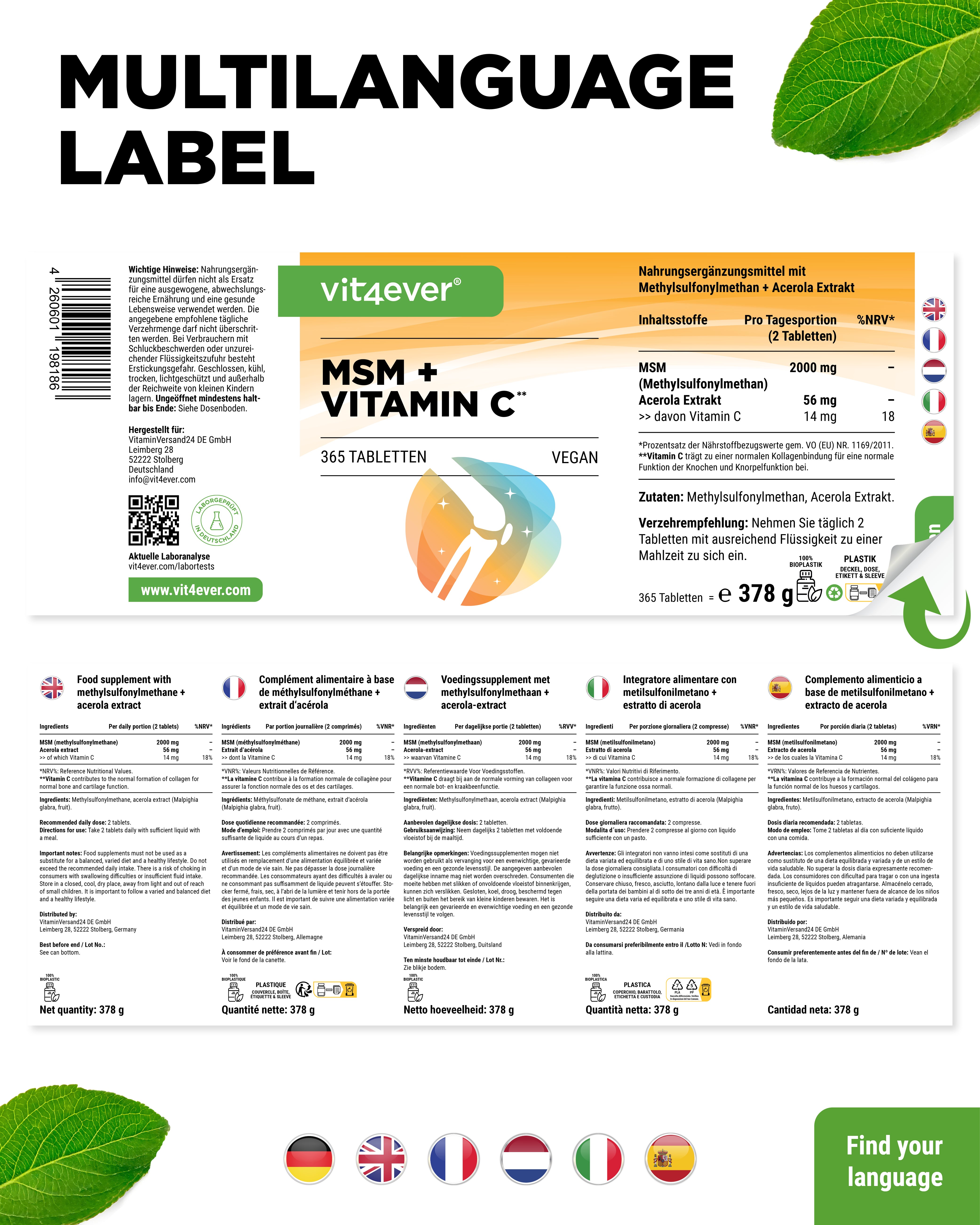 MSM + Vitamina C - 1000mg