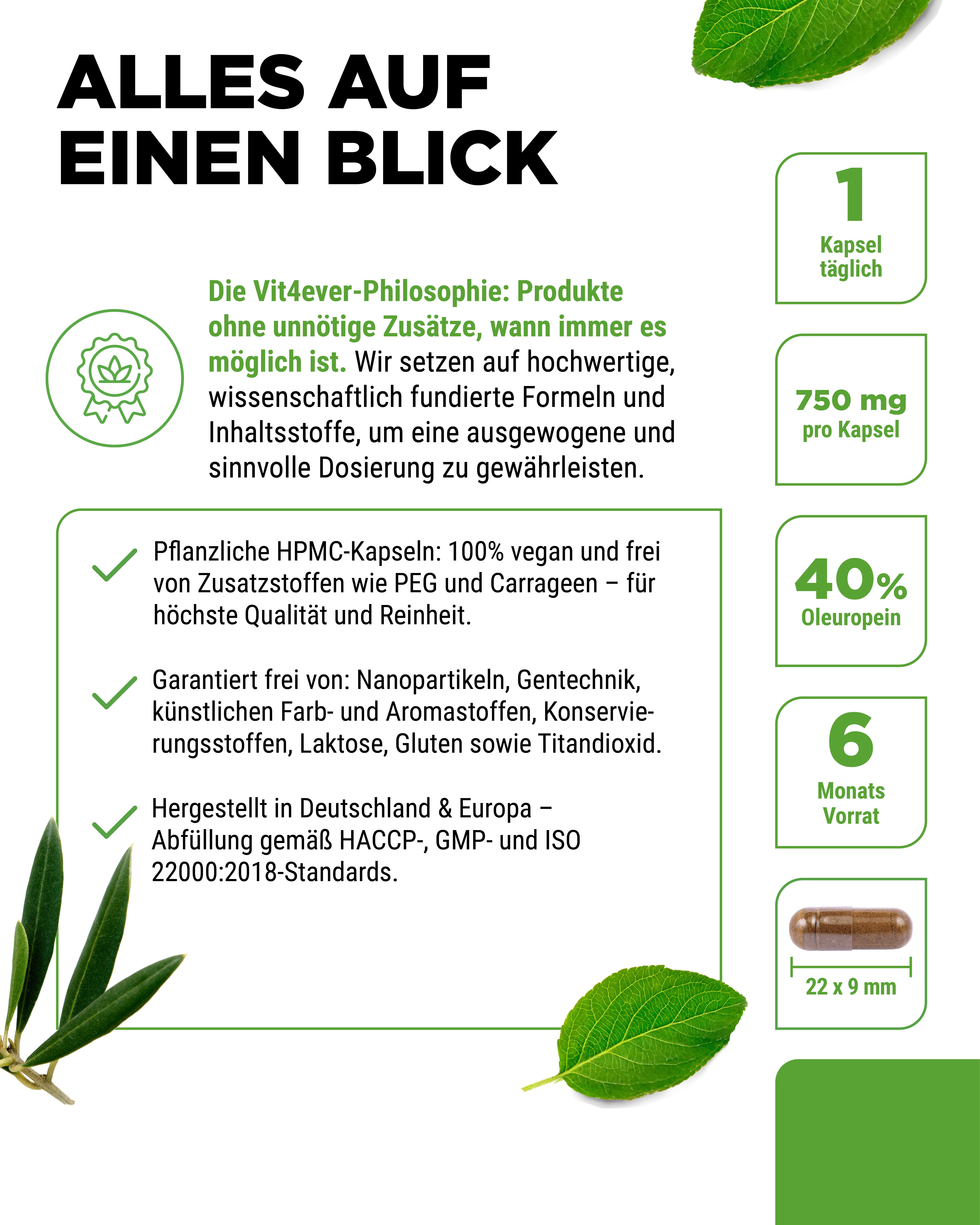 Olivenblatt Extrakt - 40% Oleuropein