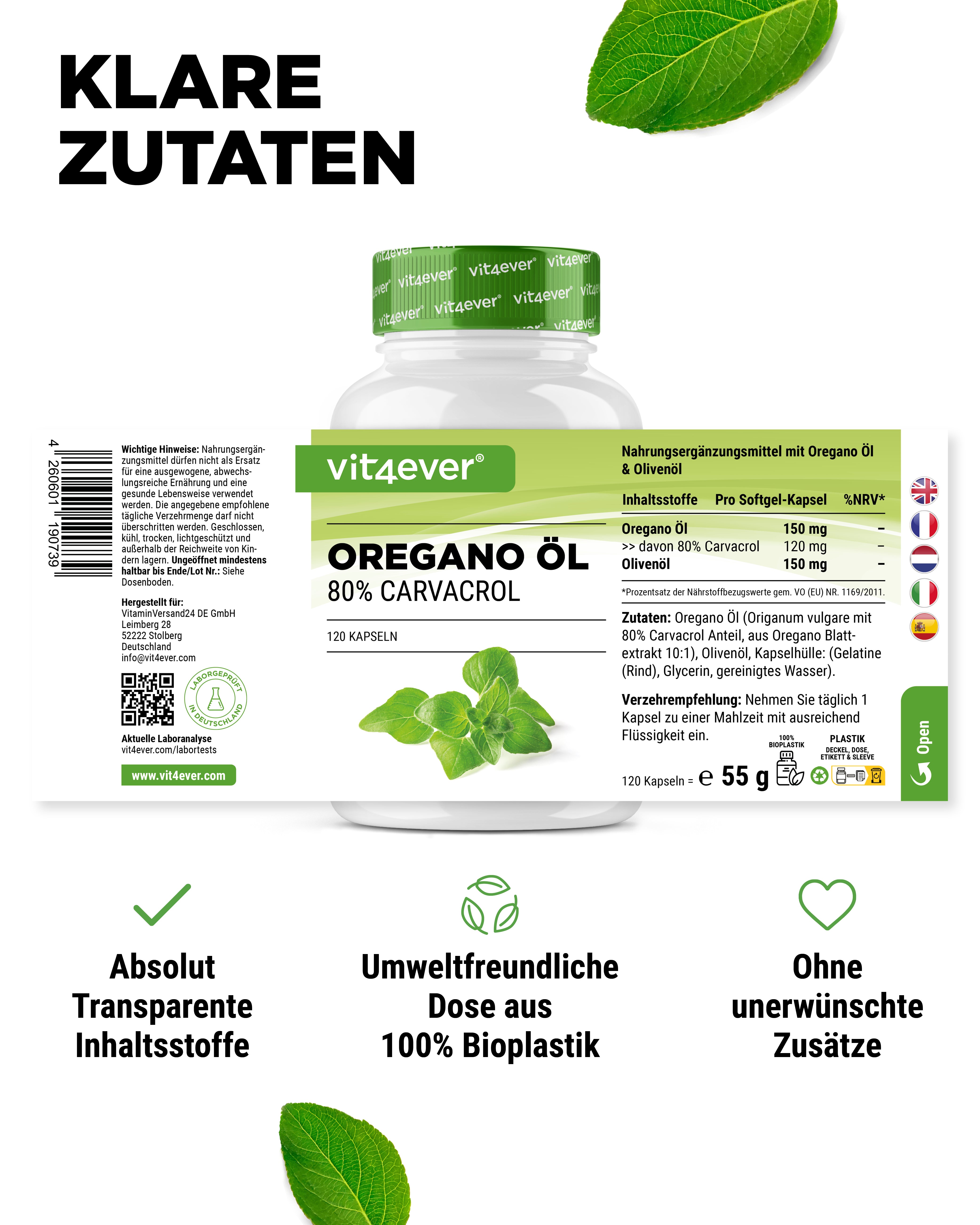 Oregano Öl - 150 mg - 80% Carvacrol